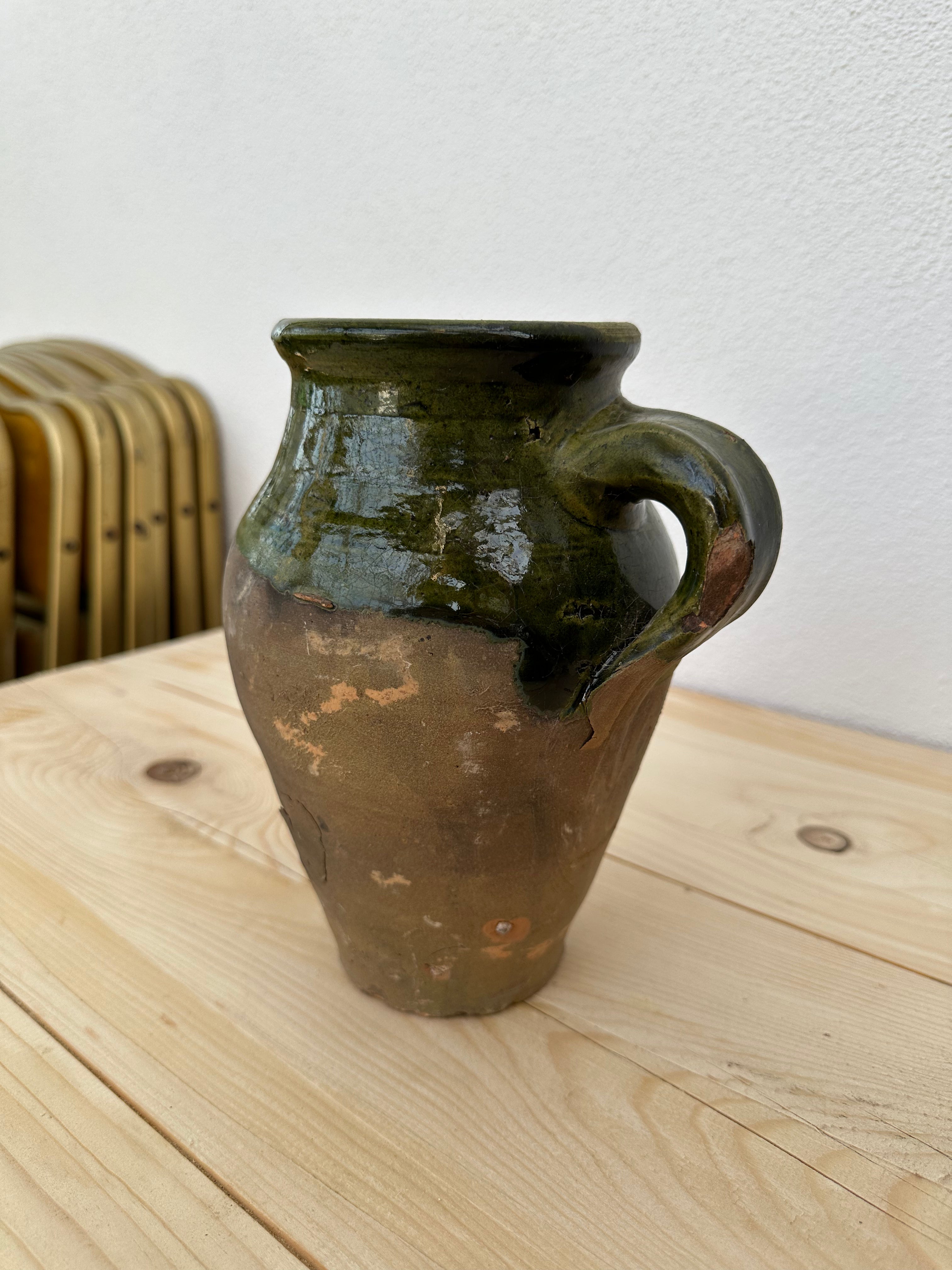 Krukke med grøn kant, 20 cm