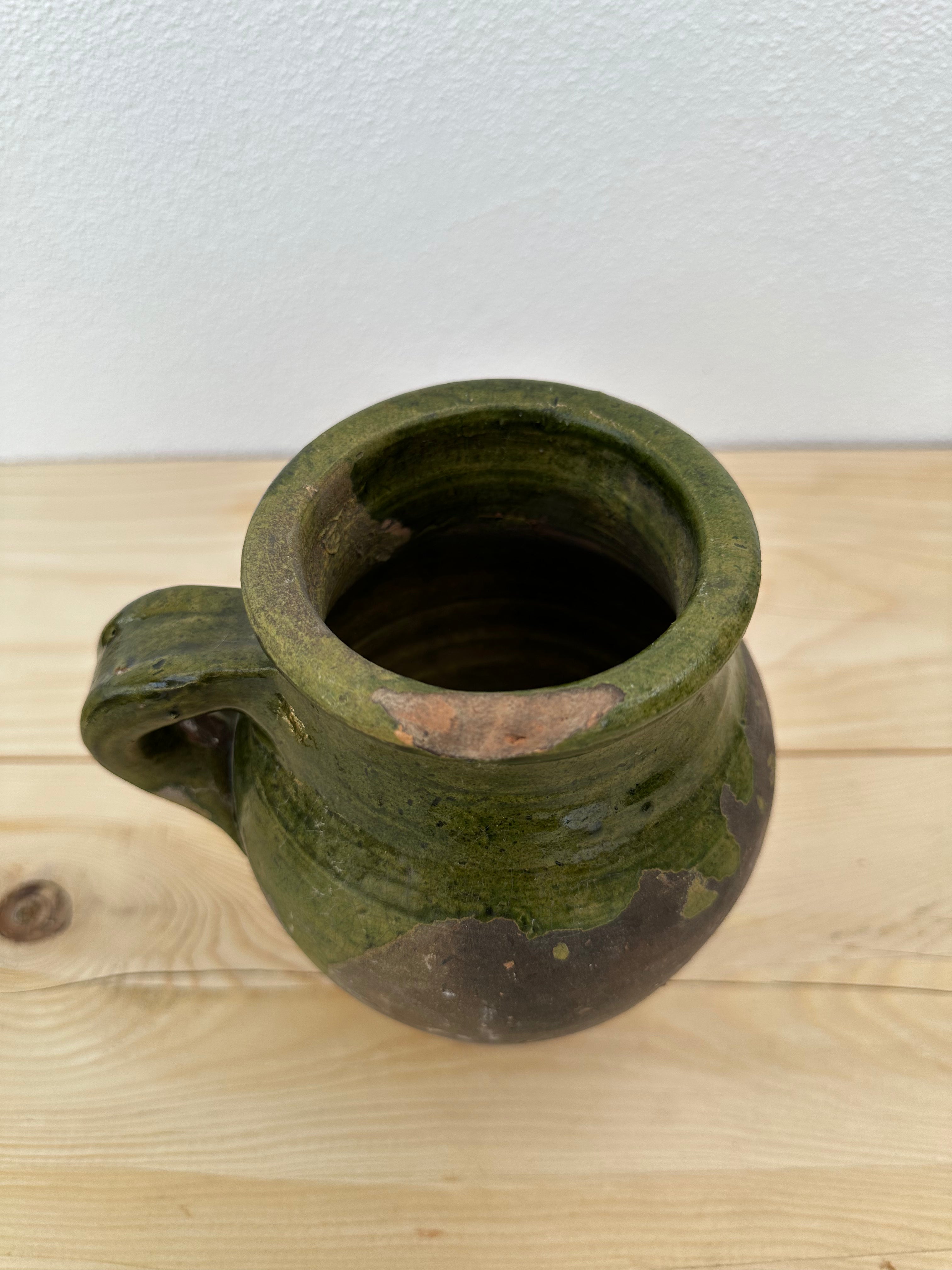 Krukke med grøn kant, 20 cm