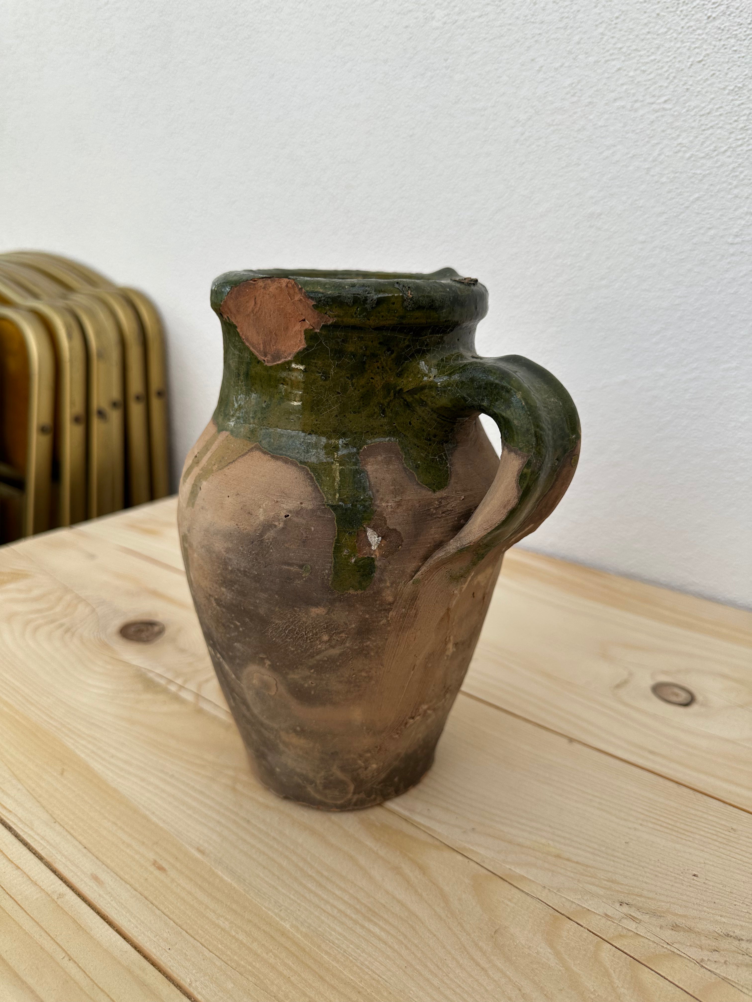 Krukke med grøn kant, 21 cm