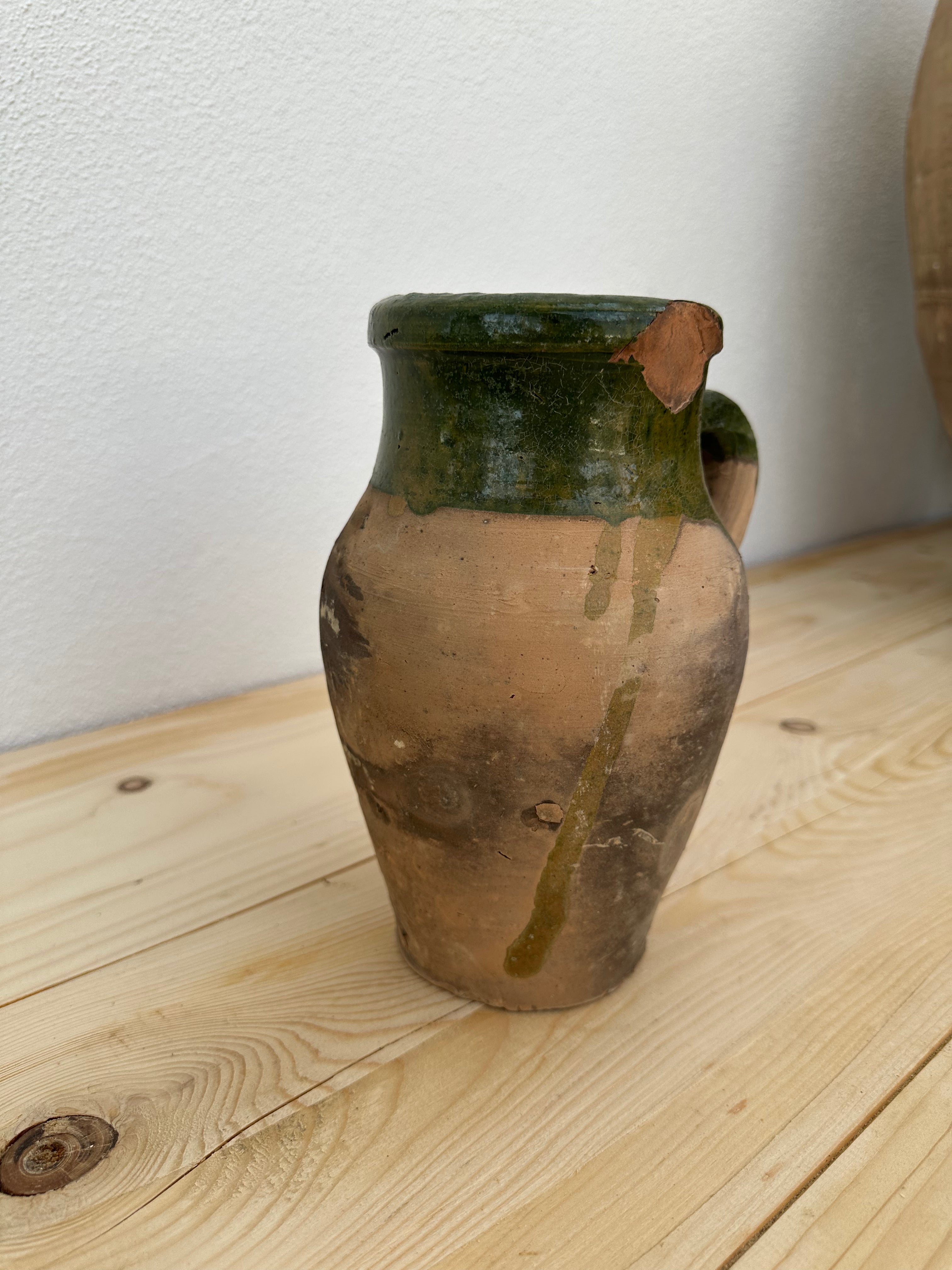 Krukke med grøn kant, 21 cm