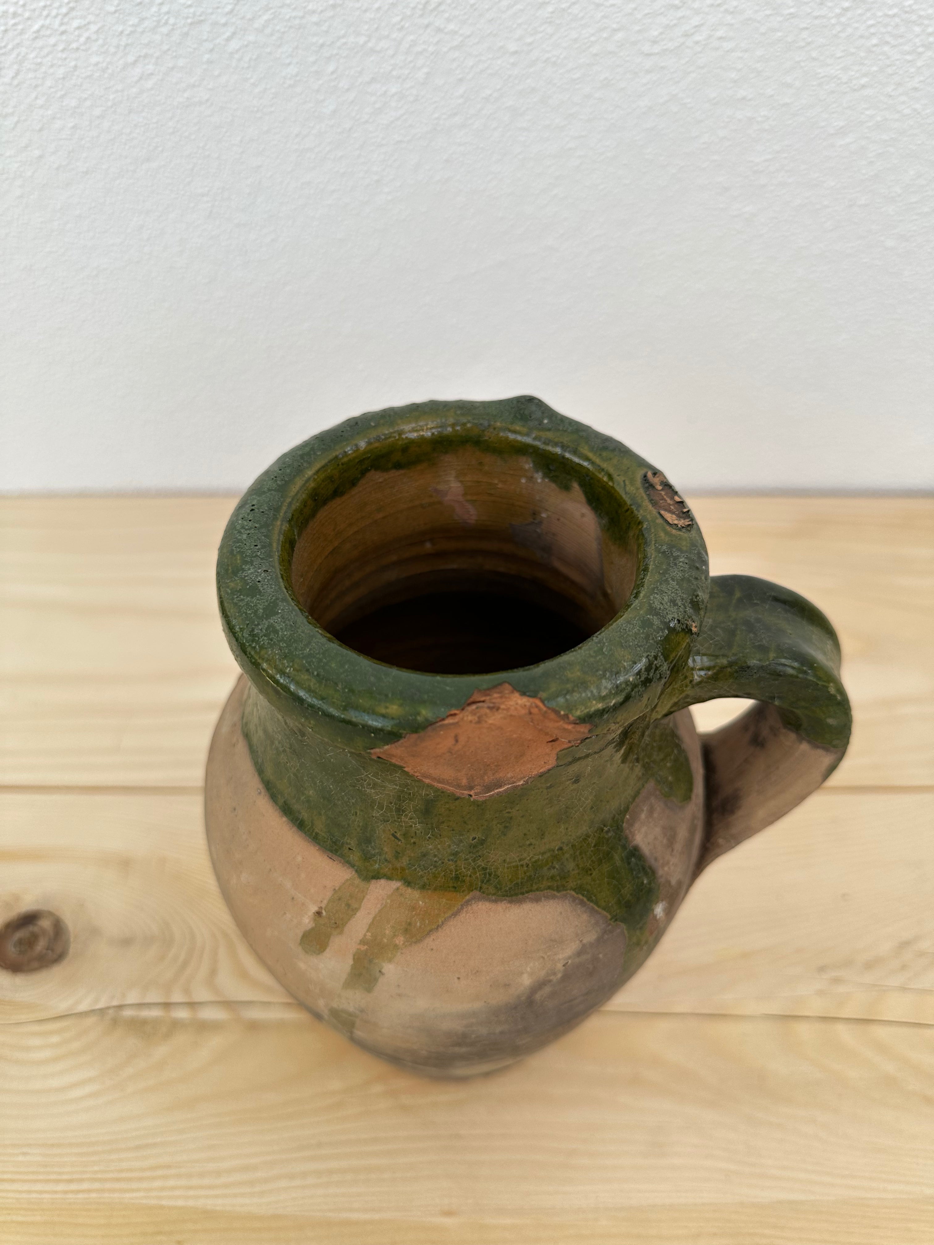 Krukke med grøn kant, 21 cm