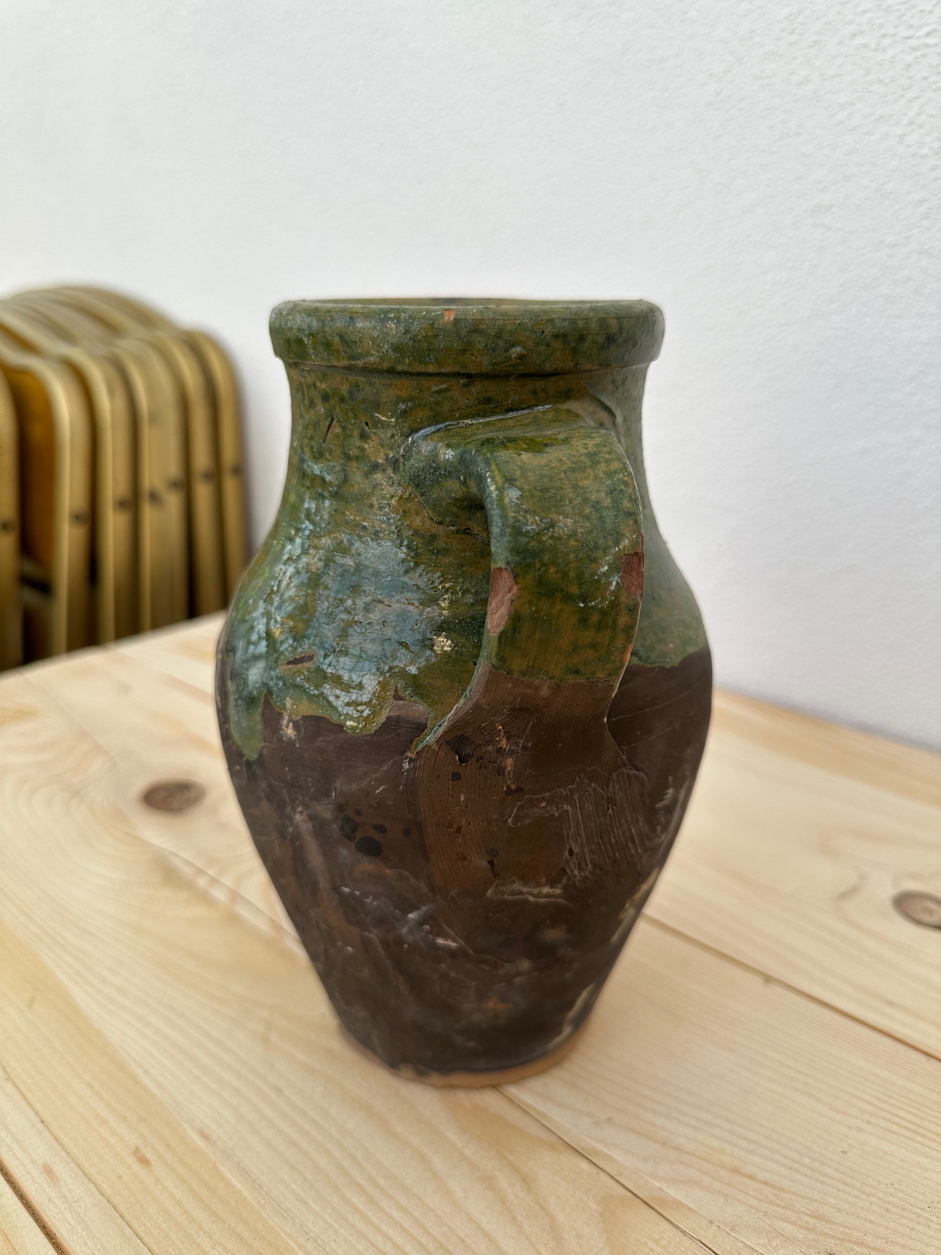 Krukke med grøn kant, 20 cm