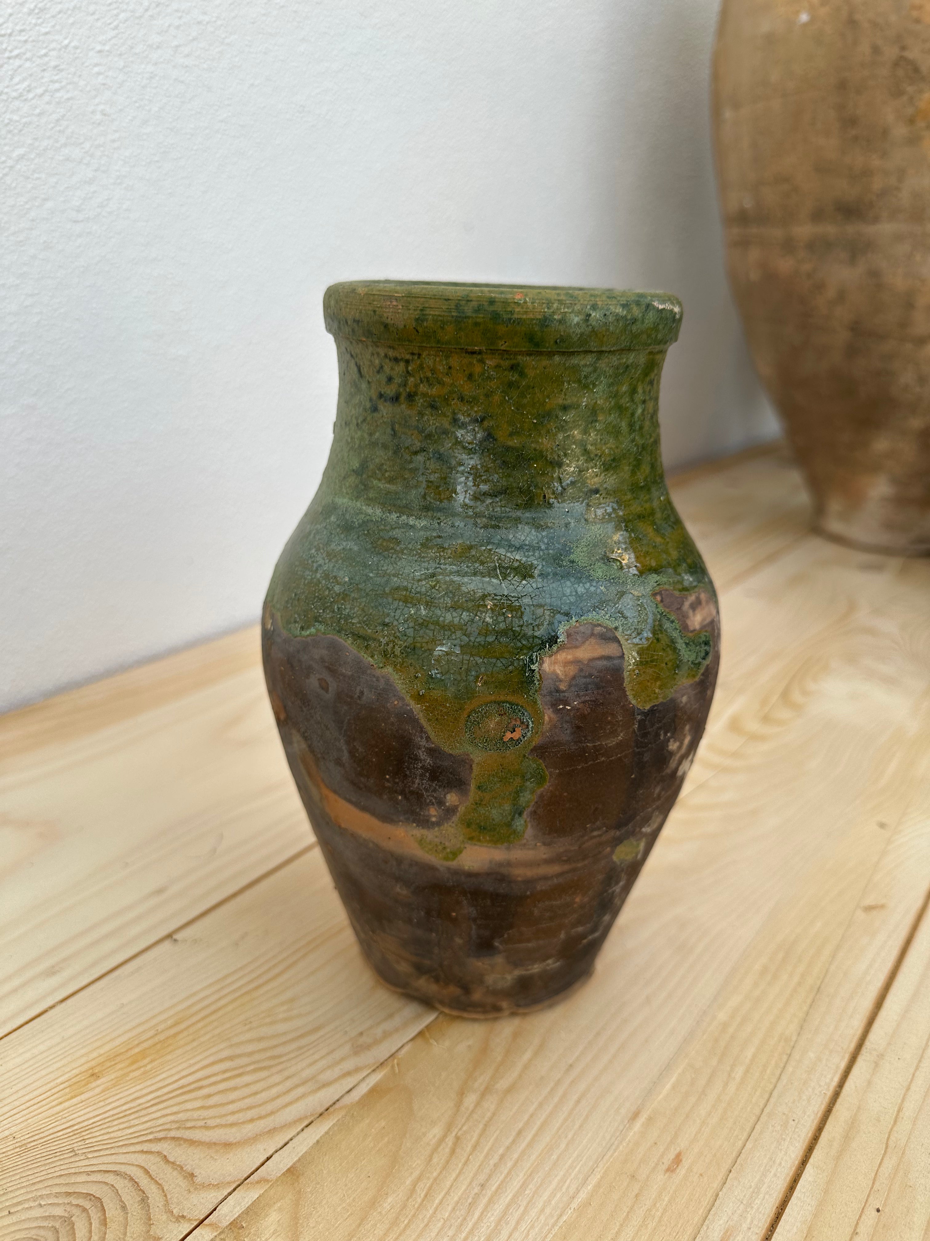 Krukke med grøn kant, 20 cm