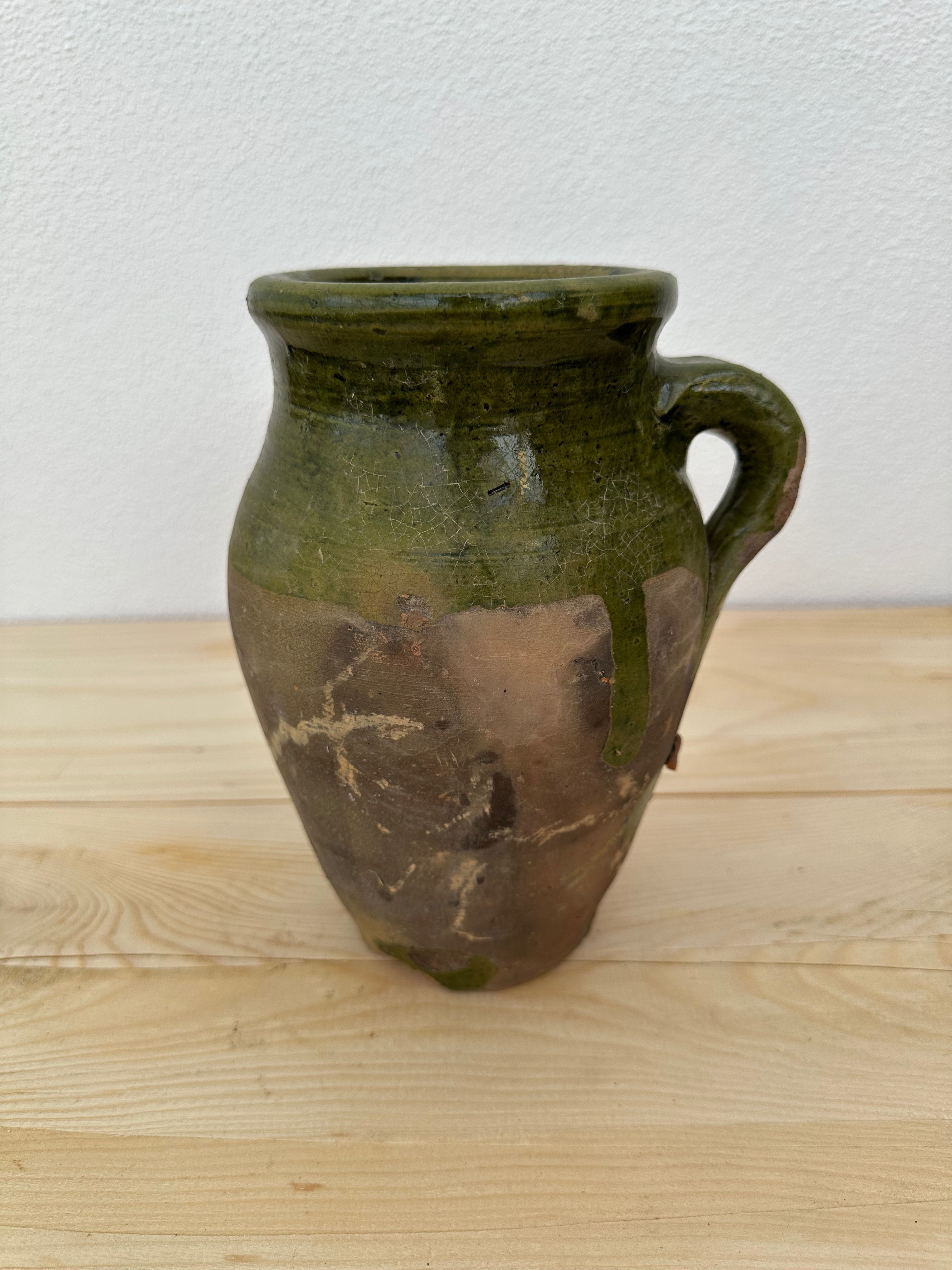 Krukke med grøn kant, 20 cm