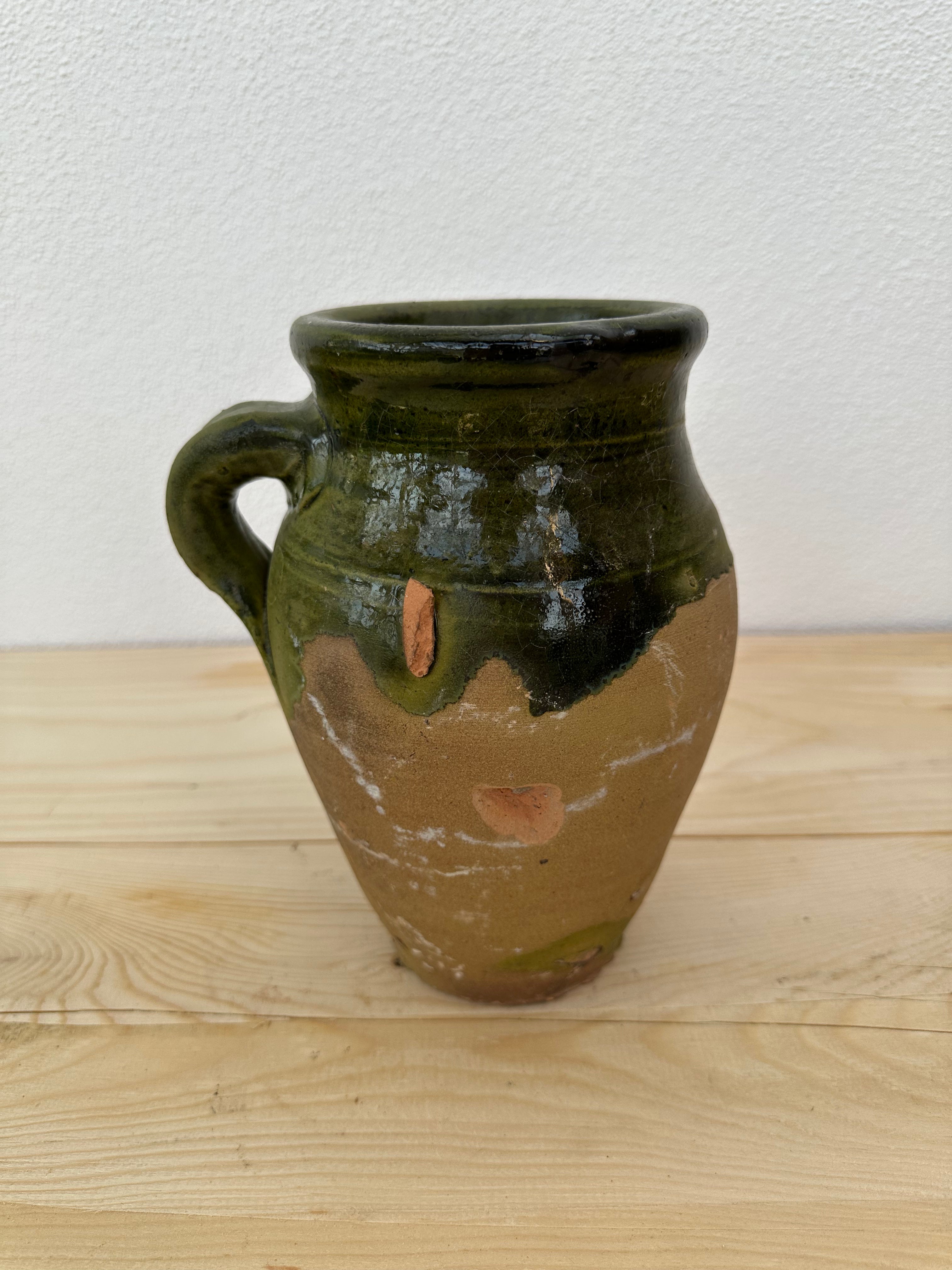 Krukke med grøn kant, 20 cm