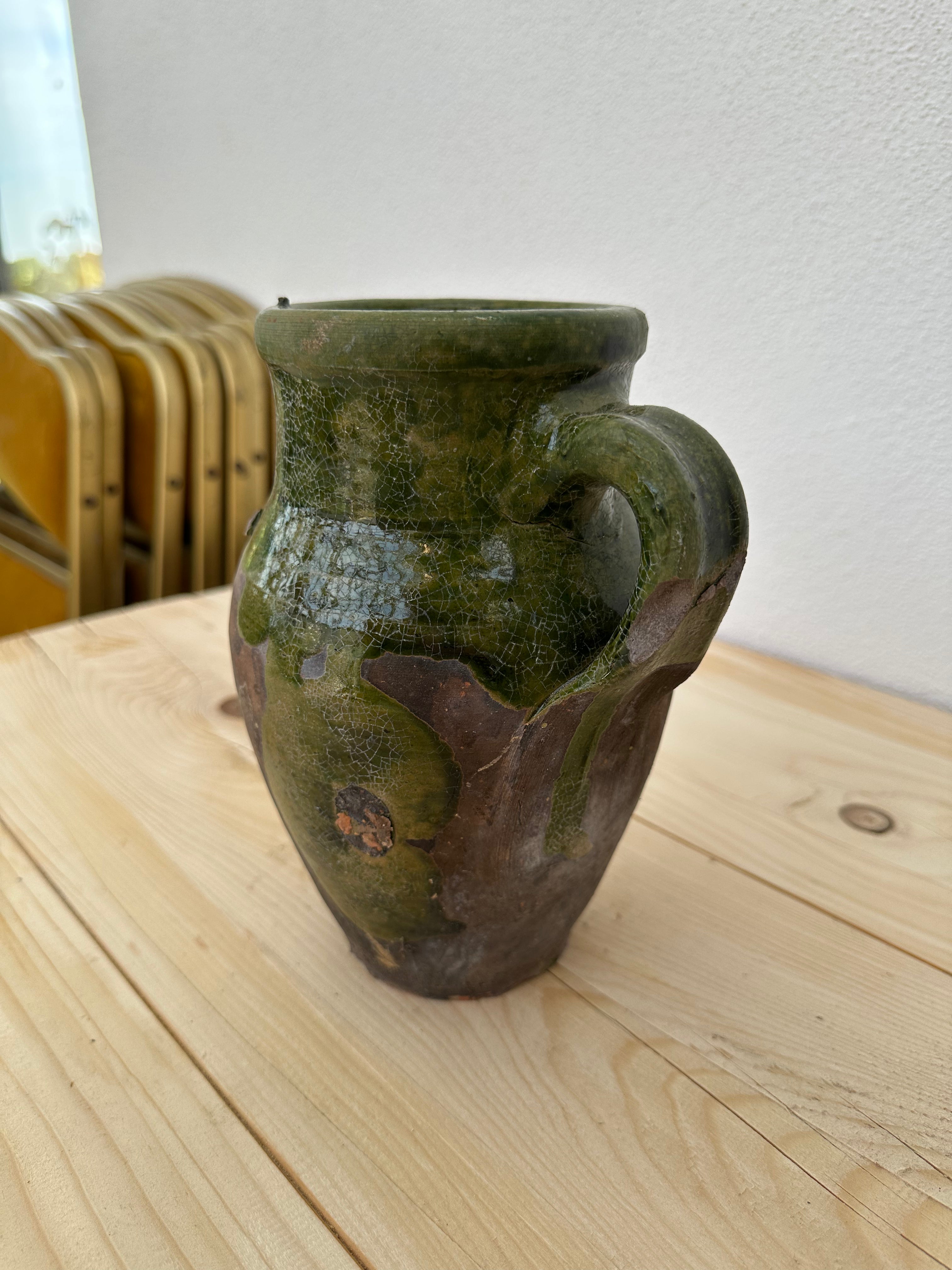 Krukke med grøn kant, 20 cm