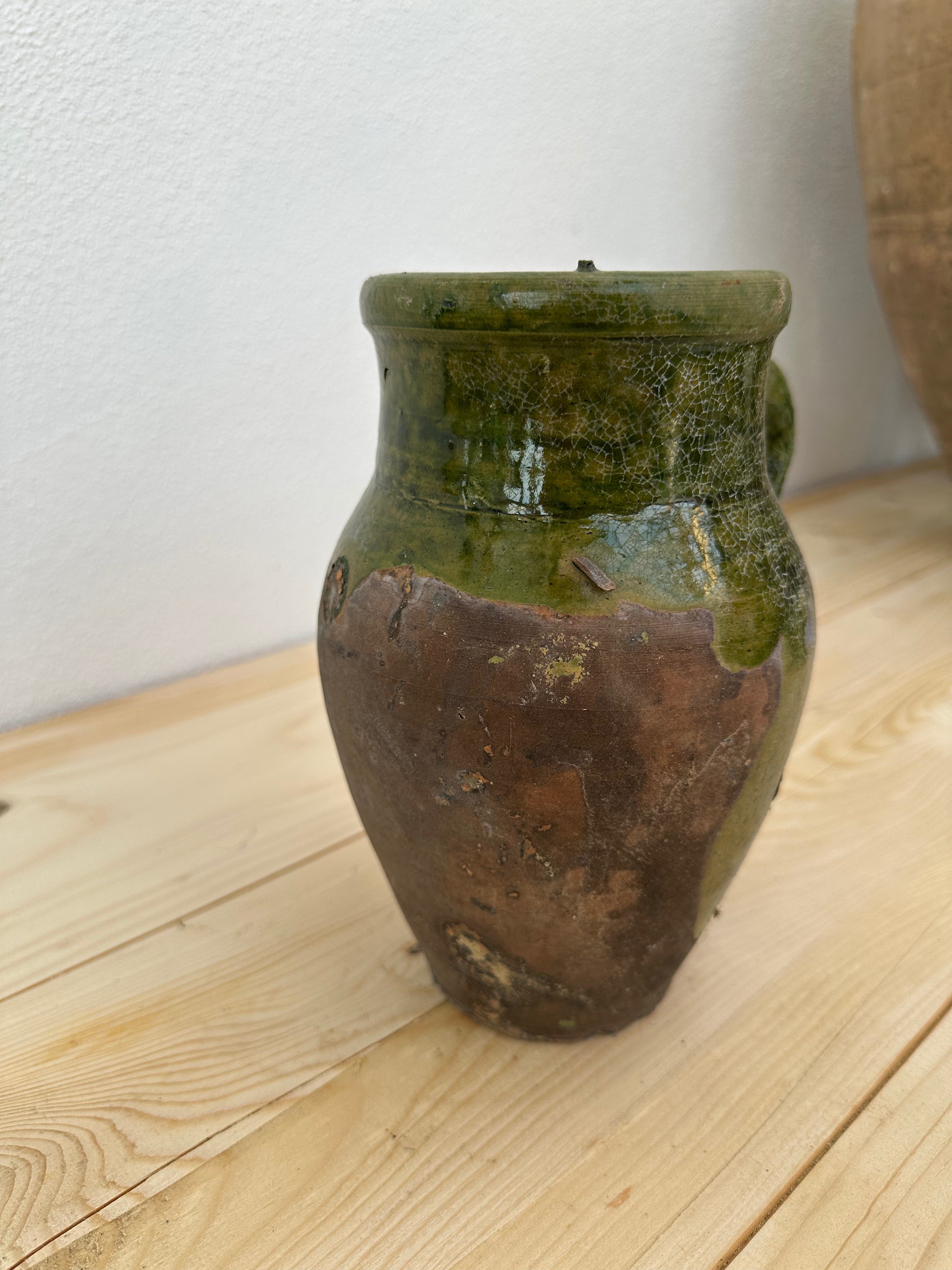 Krukke med grøn kant, 20 cm