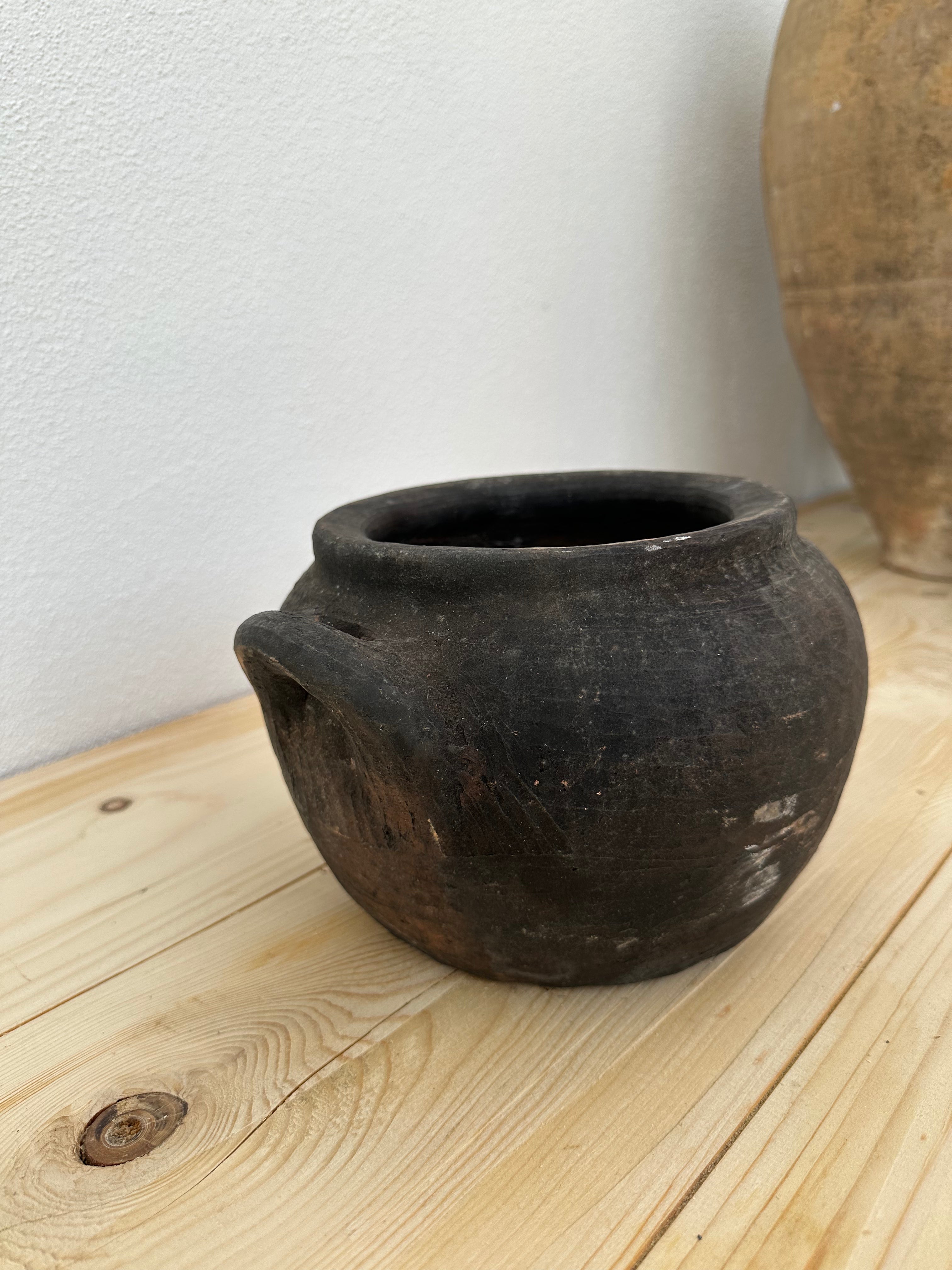 Sort krukke, 15 cm