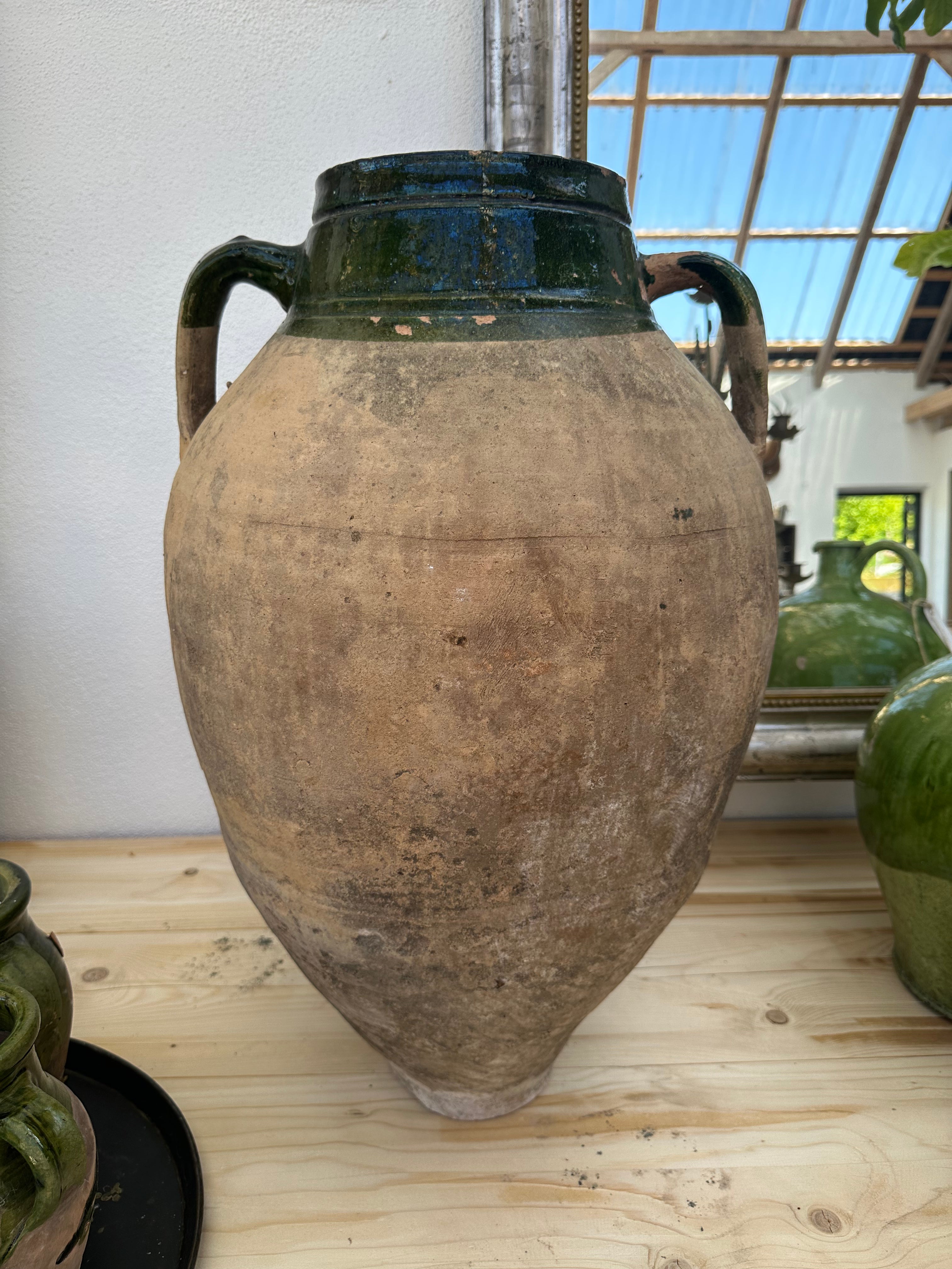 Krukke med grøn kant, 63 cm