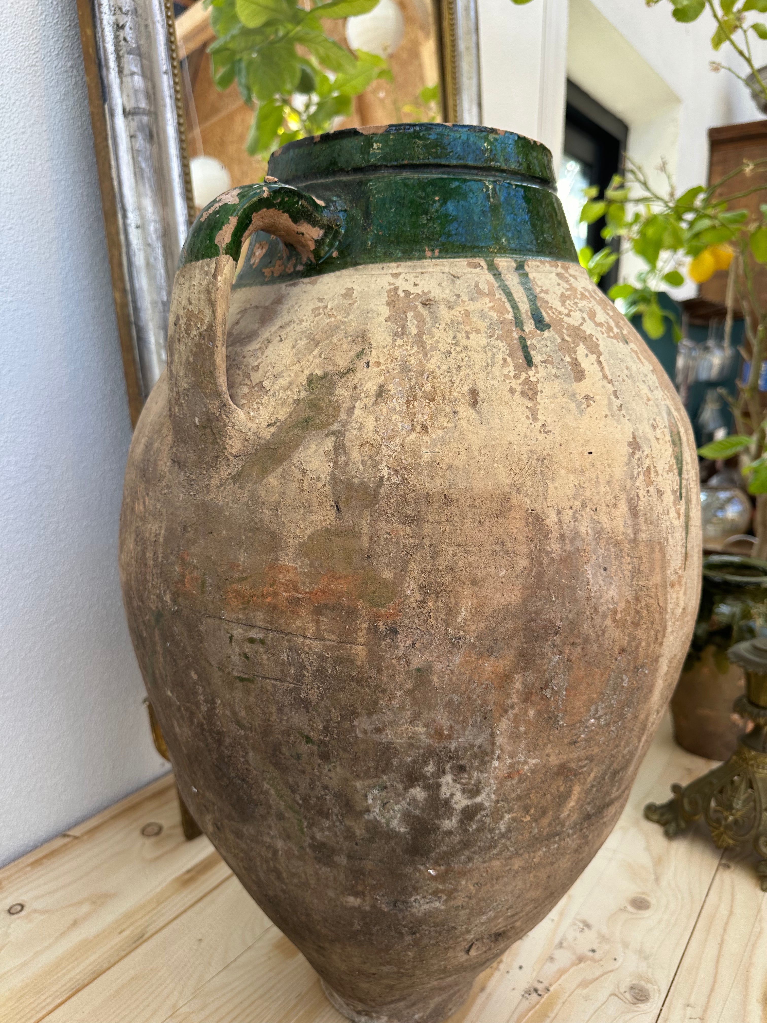 Krukke med grøn kant, 63 cm