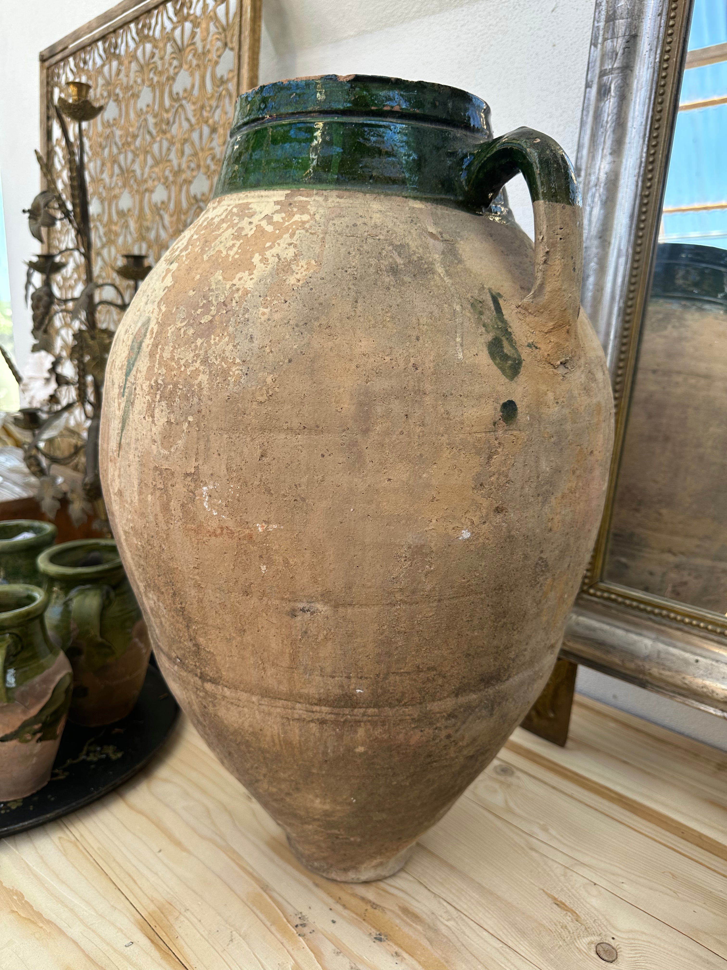 Krukke med grøn kant, 63 cm