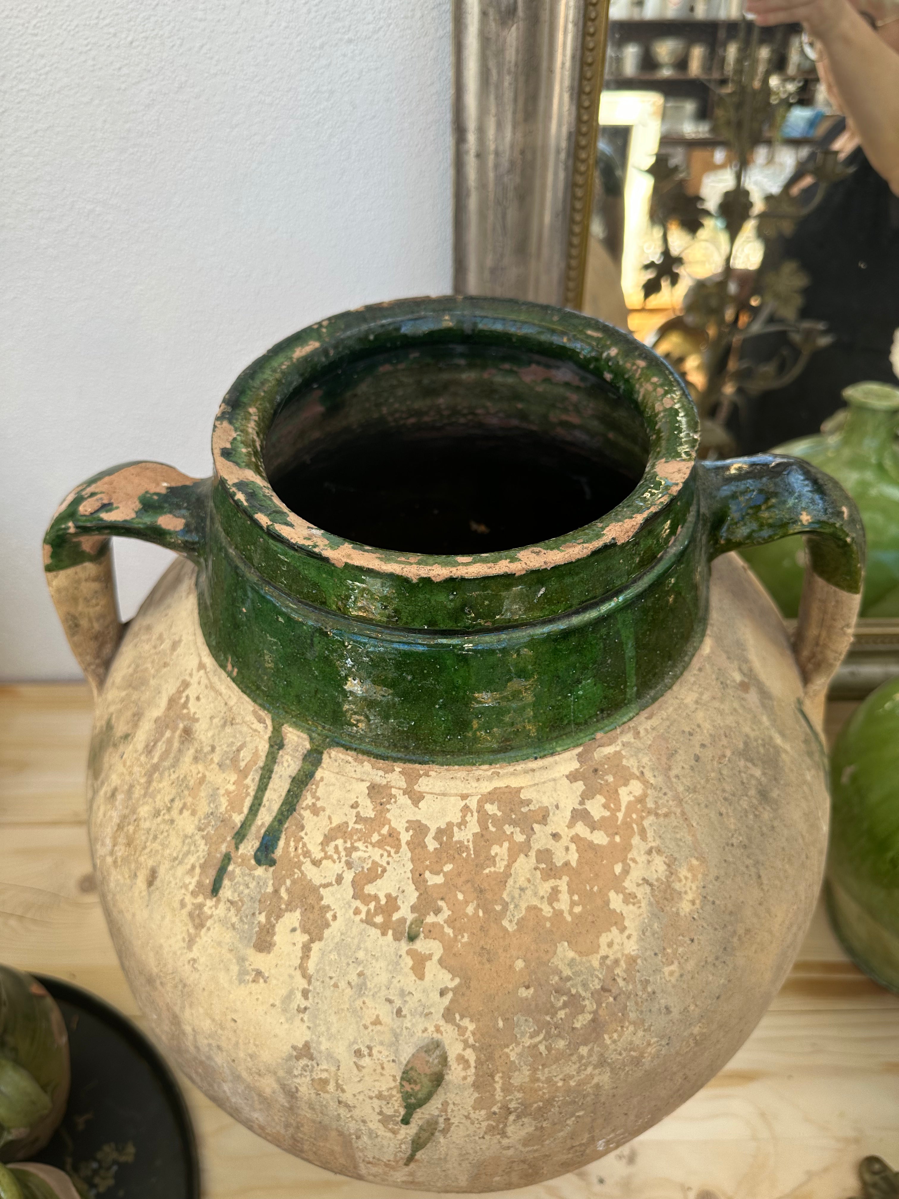 Krukke med grøn kant, 63 cm