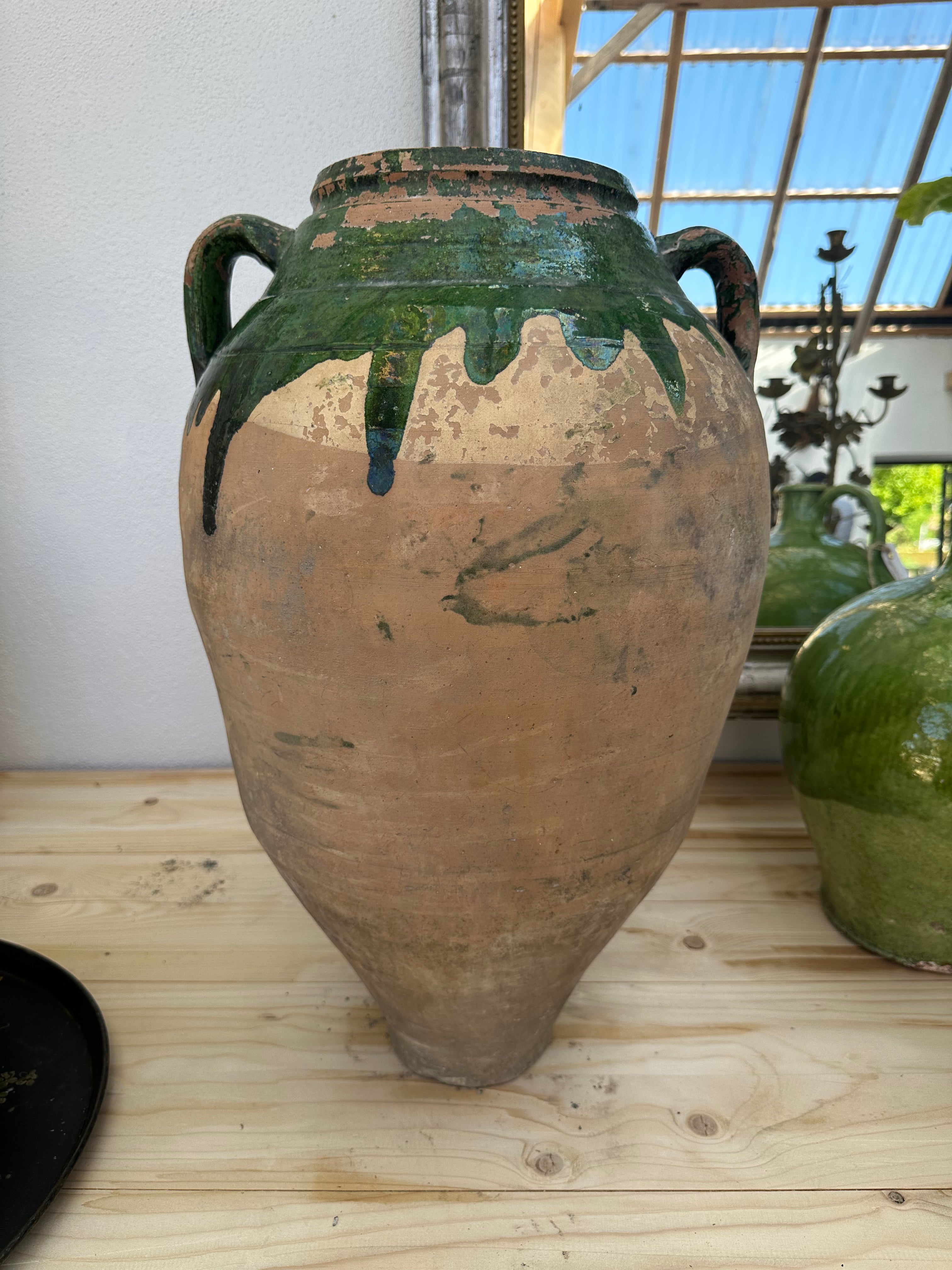 Krukke med grøn kant, 58 cm