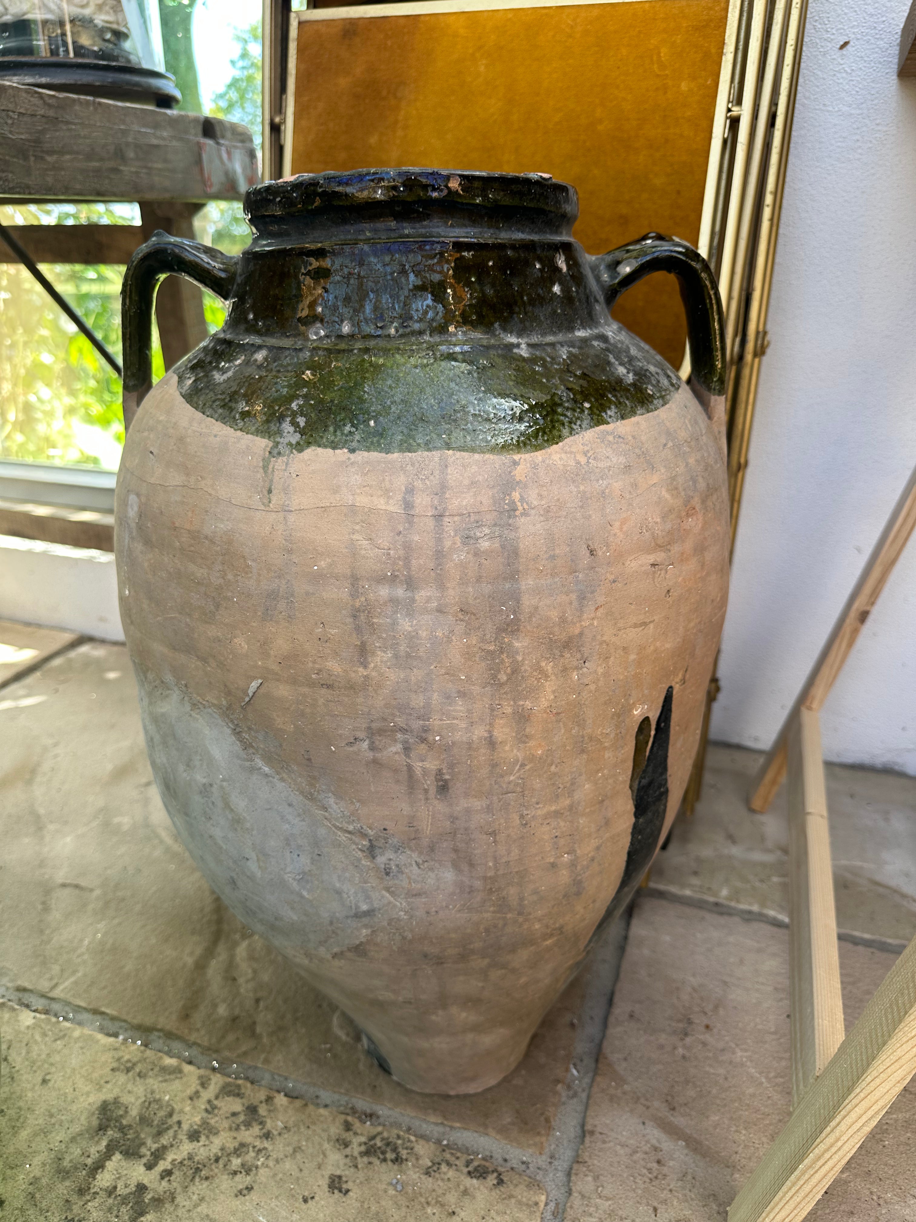 Krukke med grøn kant, 63 cm