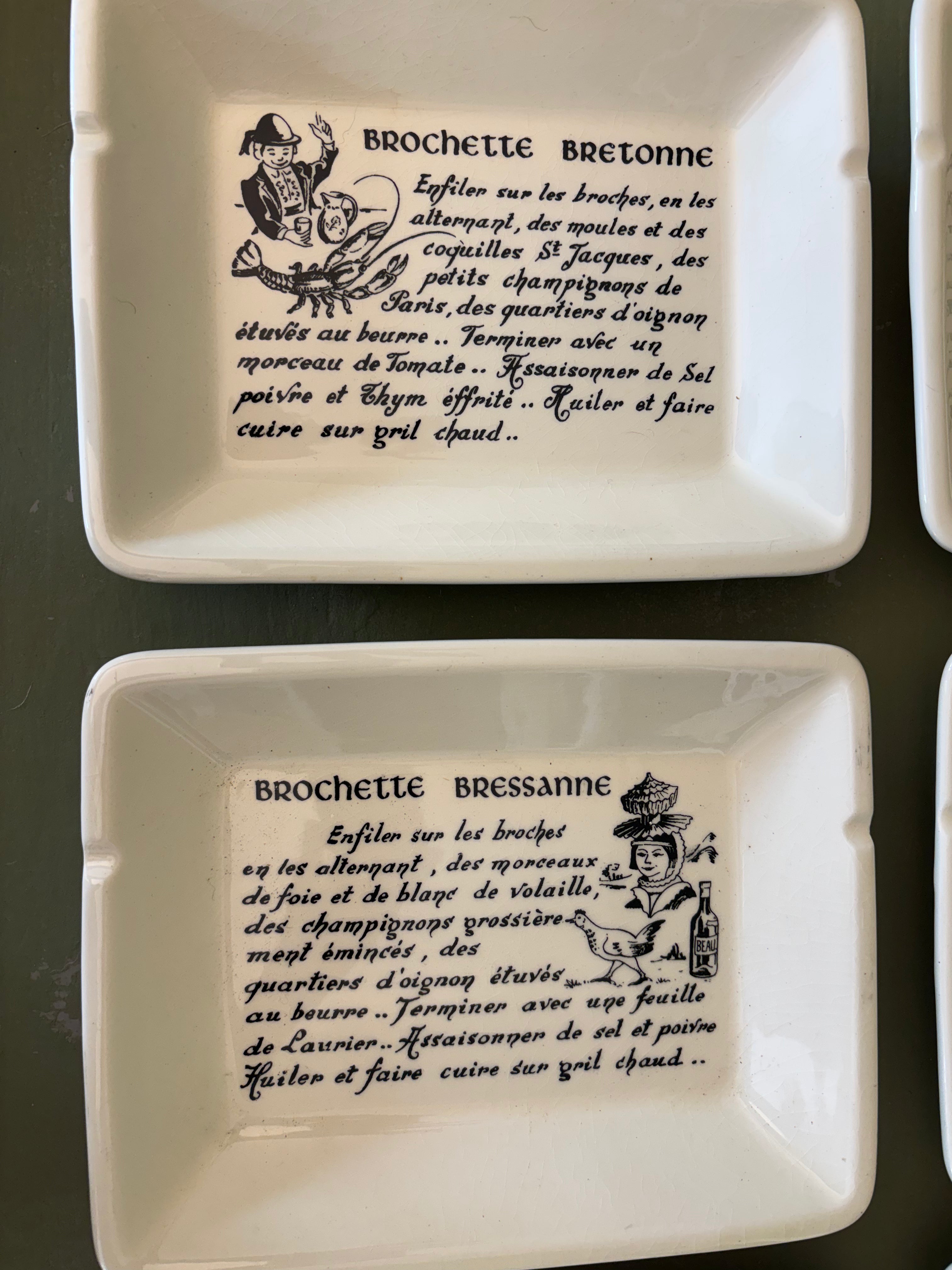 Franske tallerkener med egnsretter, 6 stk.