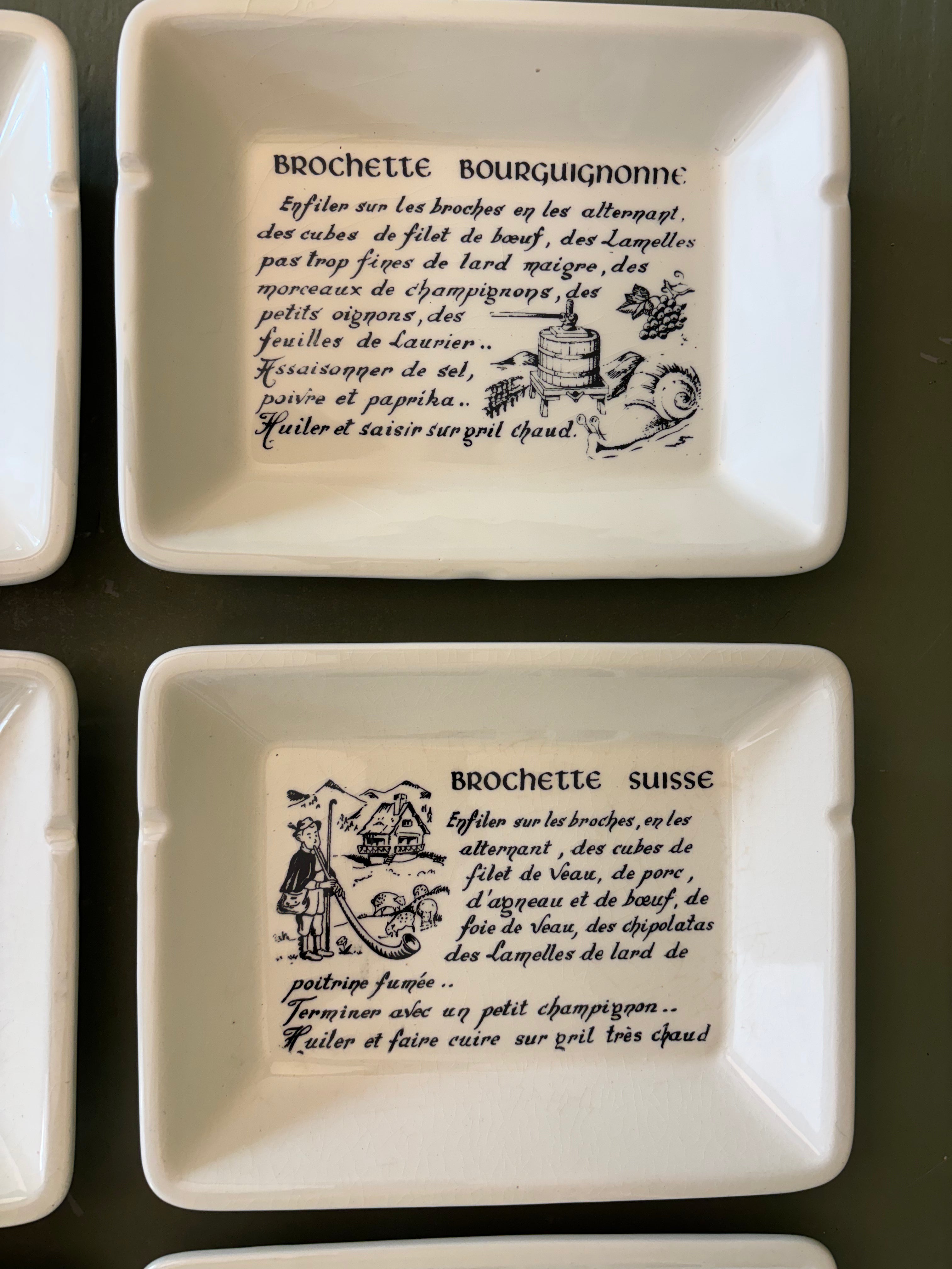 Franske tallerkener med egnsretter, 6 stk.