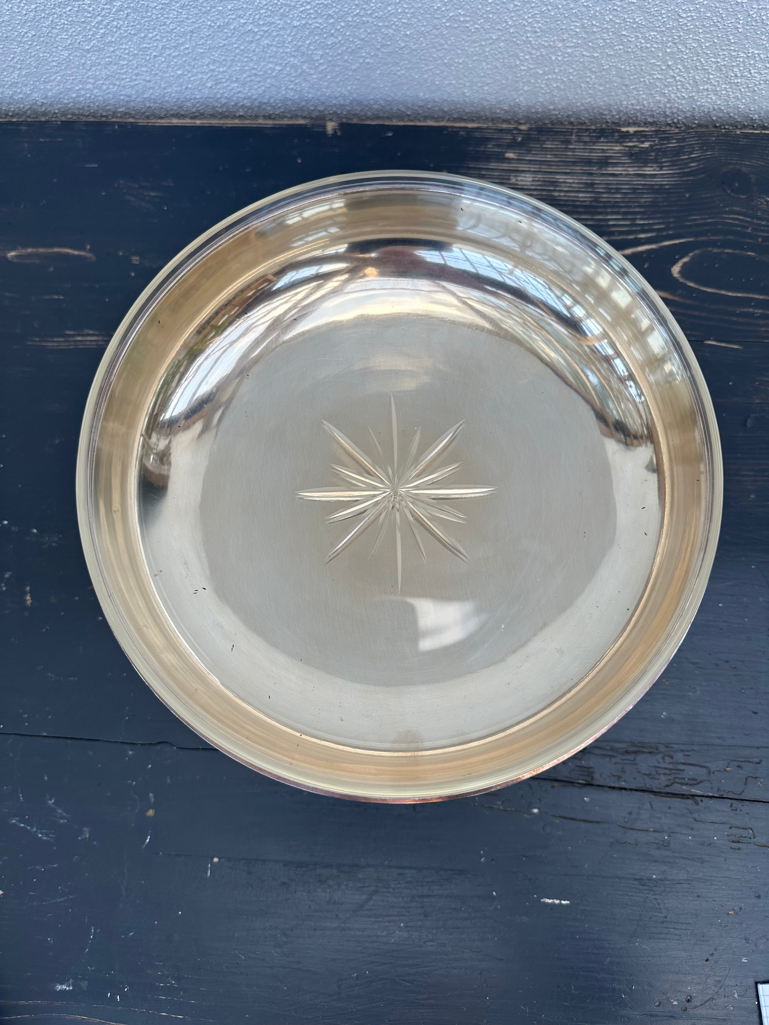 Sølv opsats m. glas, 18 cm
