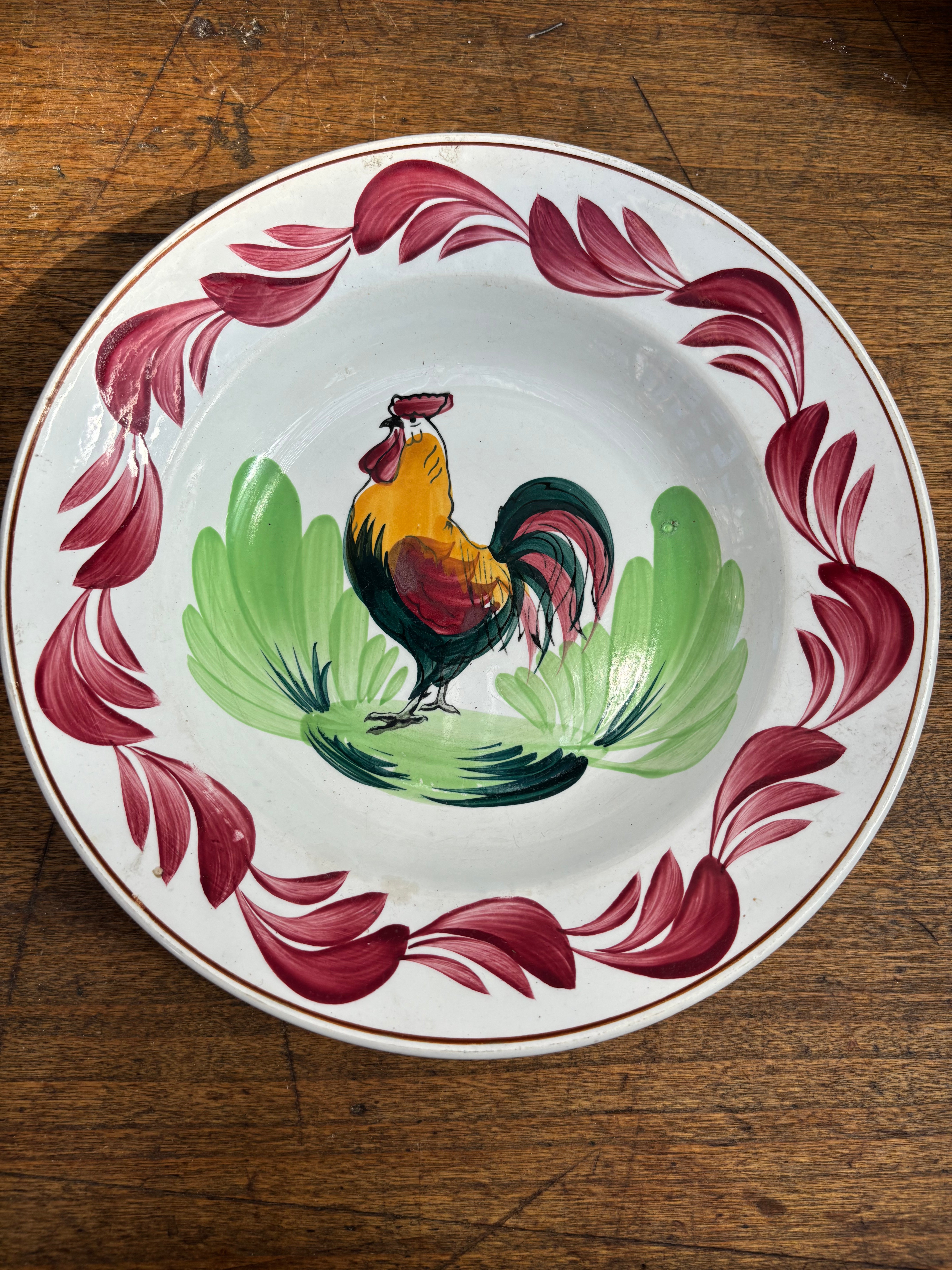 Fransk dyb tallerken m/hane, Ø22 cm.