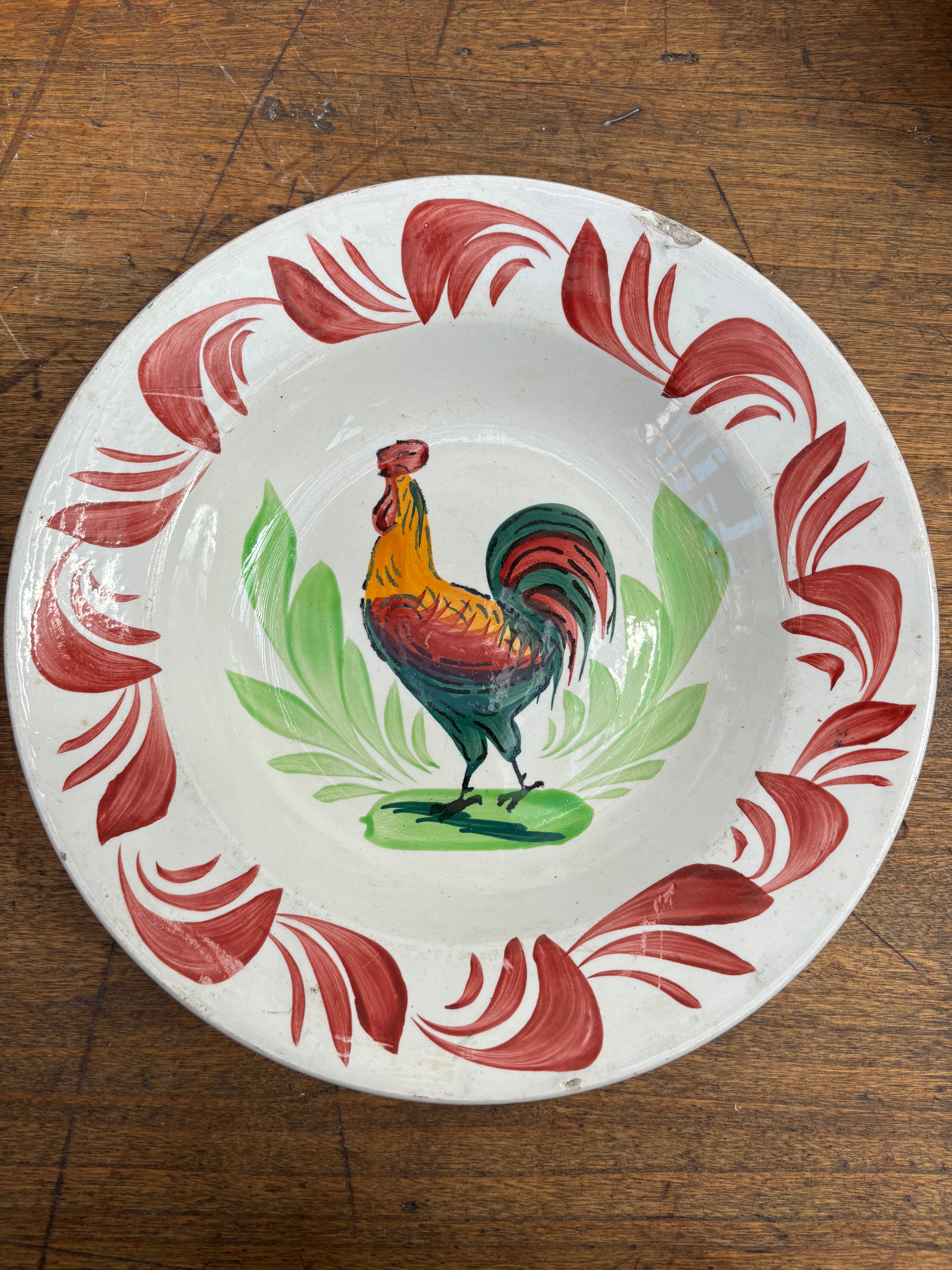 Fransk dyb tallerken m/hane, Ø22 cm.