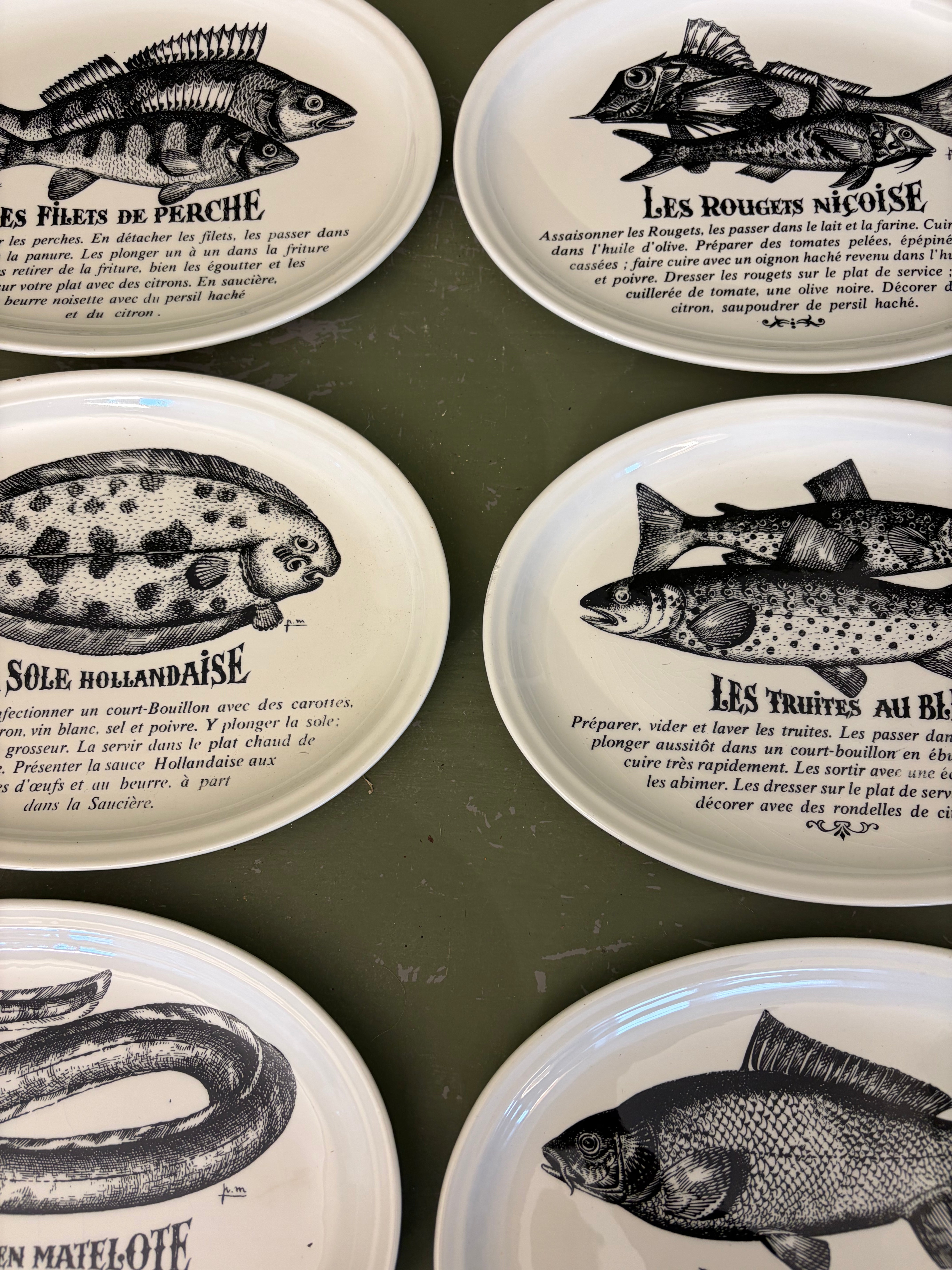 Franske fisketallerkener - 6 stk.