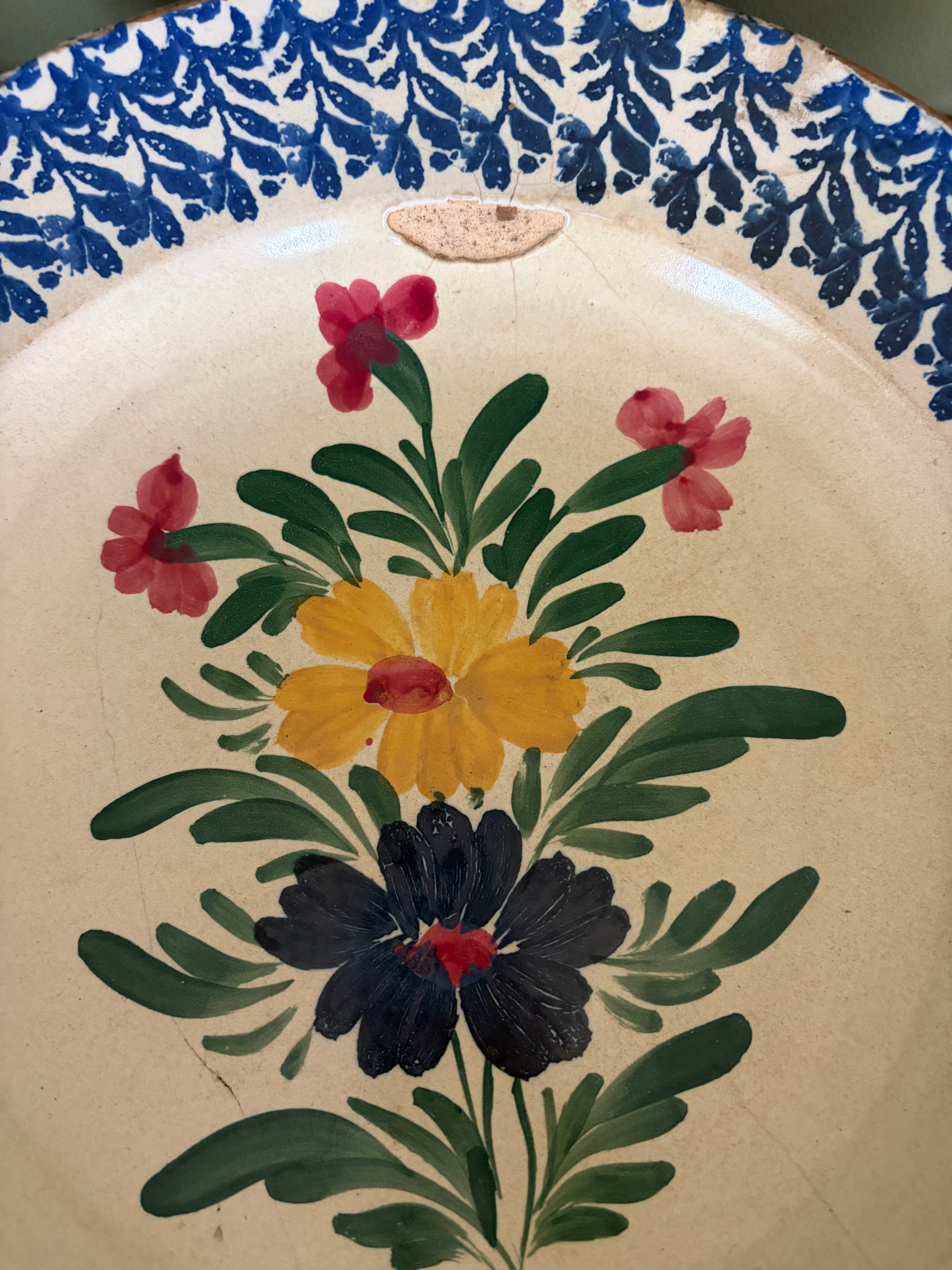 Fad m. blomster, Ø37 cm