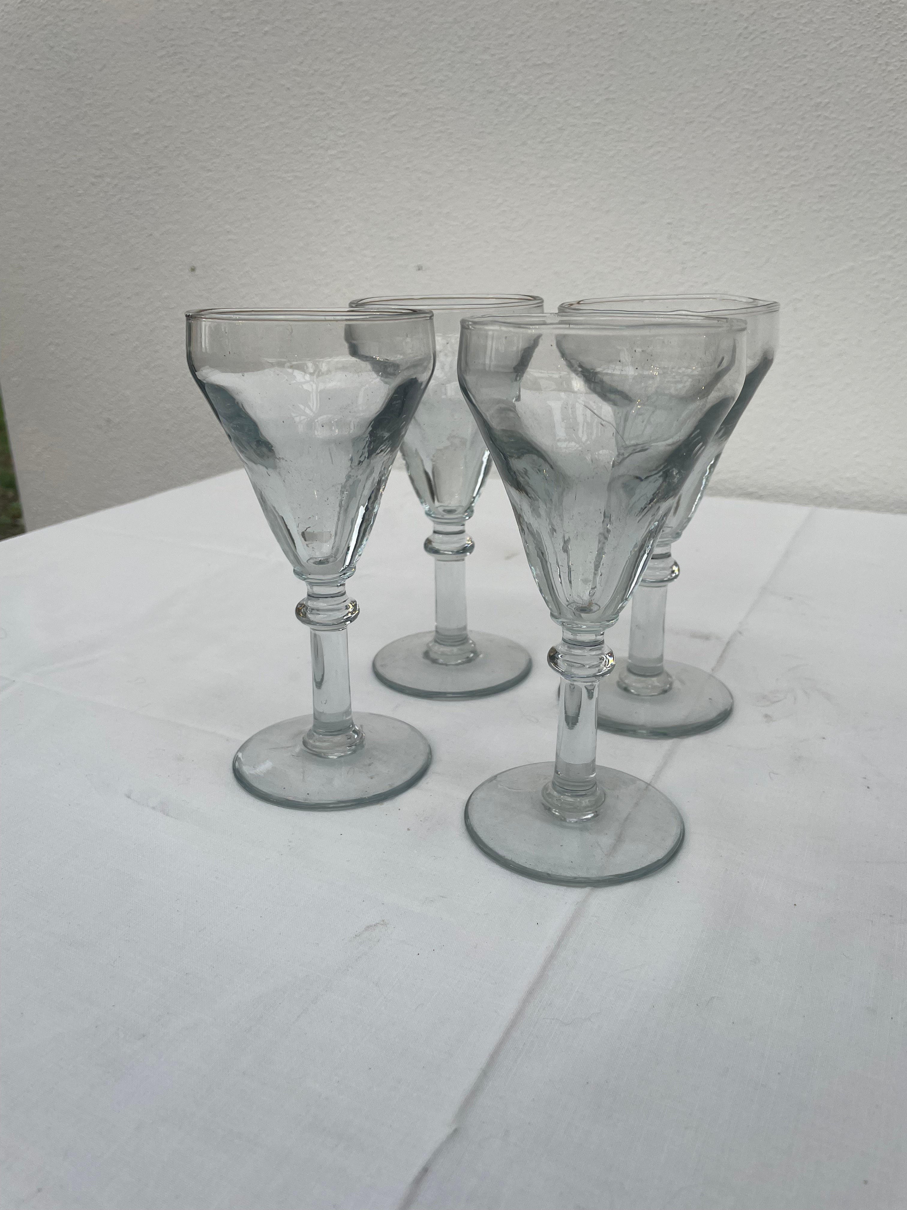 Gamle franske vinglas - 4 stk