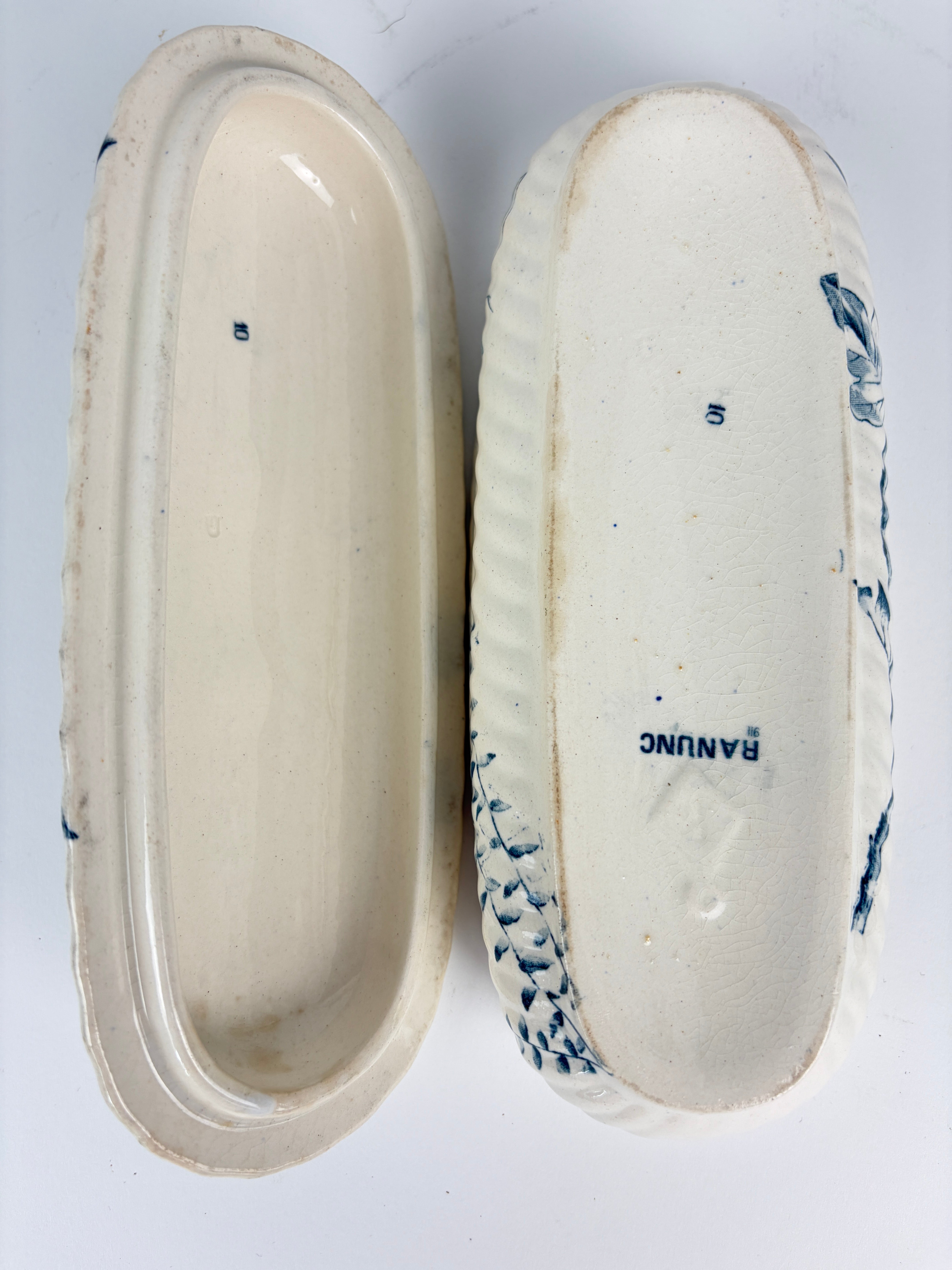 Porcelænsskrin m. låg, 19,5x8 cm