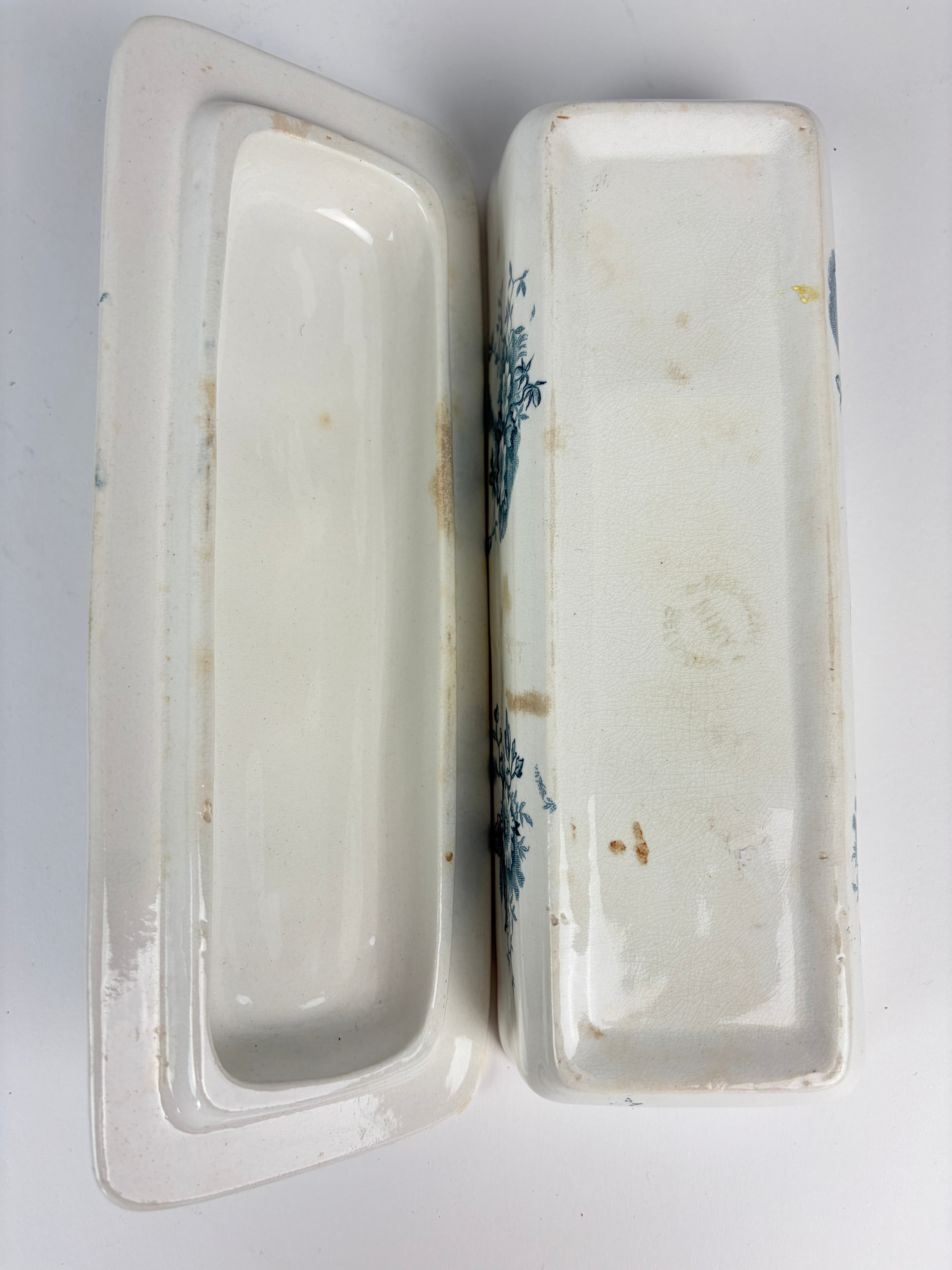 Porcelænsskrin m. låg, 21x8 cm