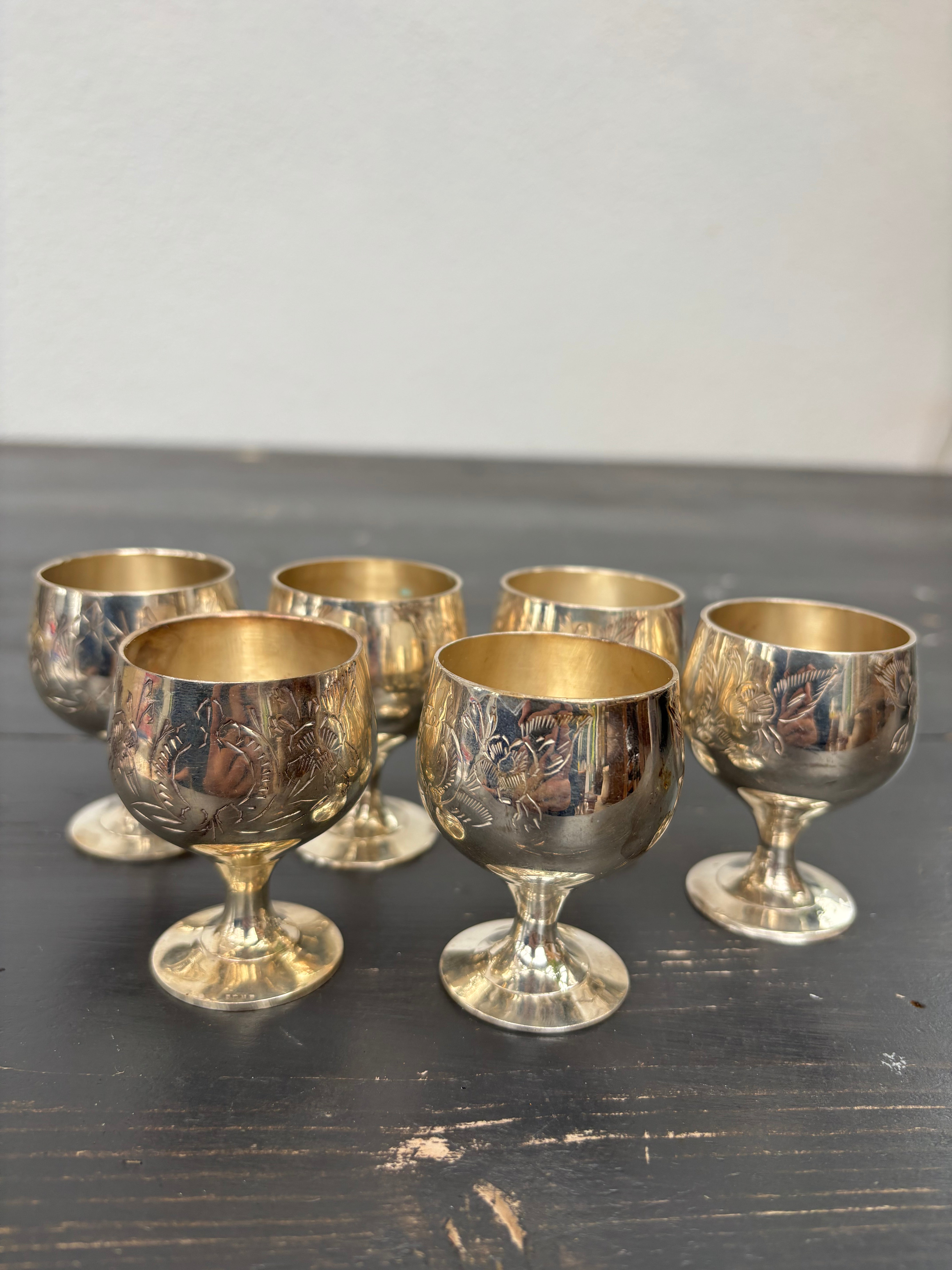 Snapseglas i sølv, H6 cm.