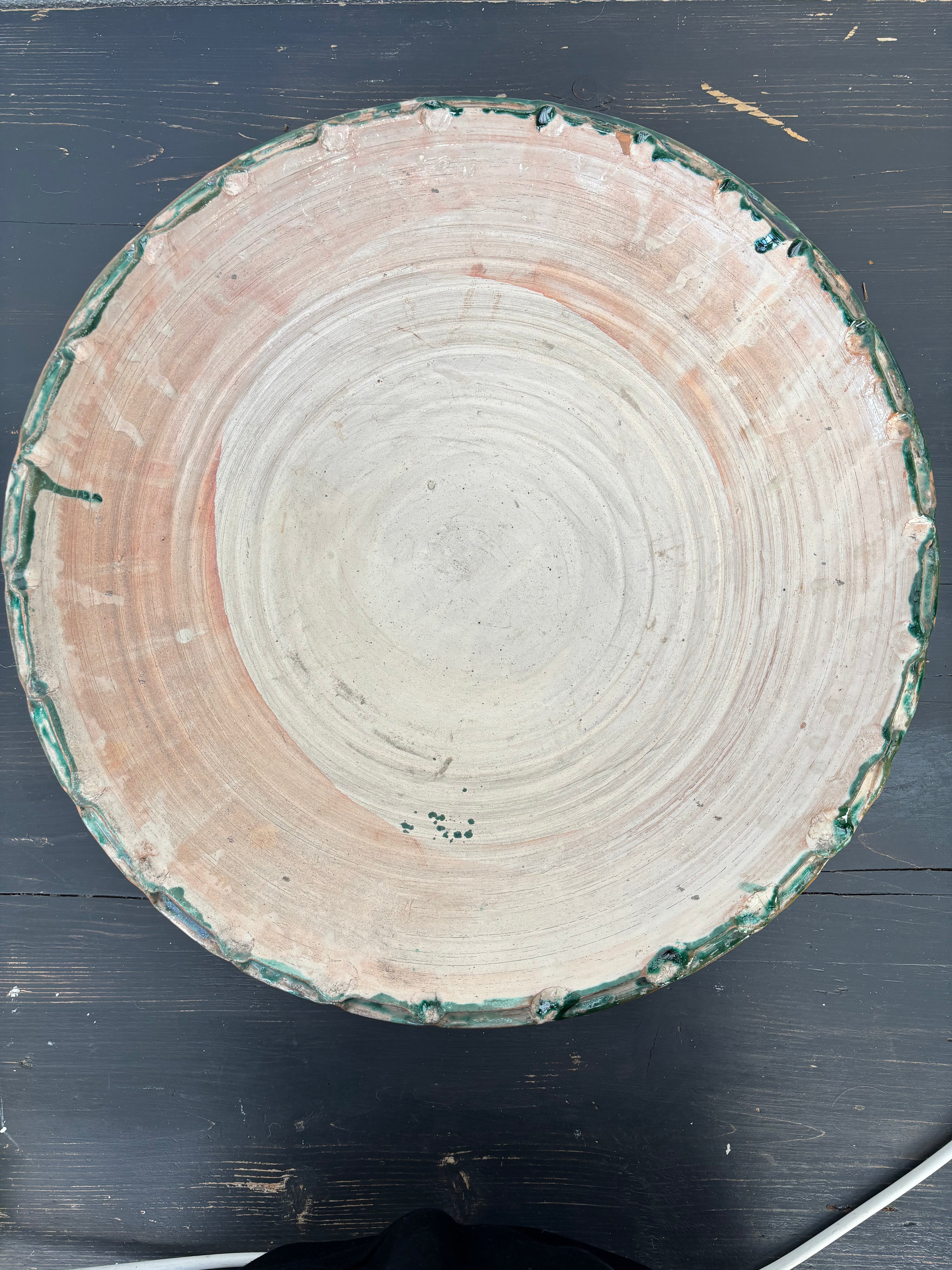 Italiensk fad m/ grøn kant, Ø44 cm.