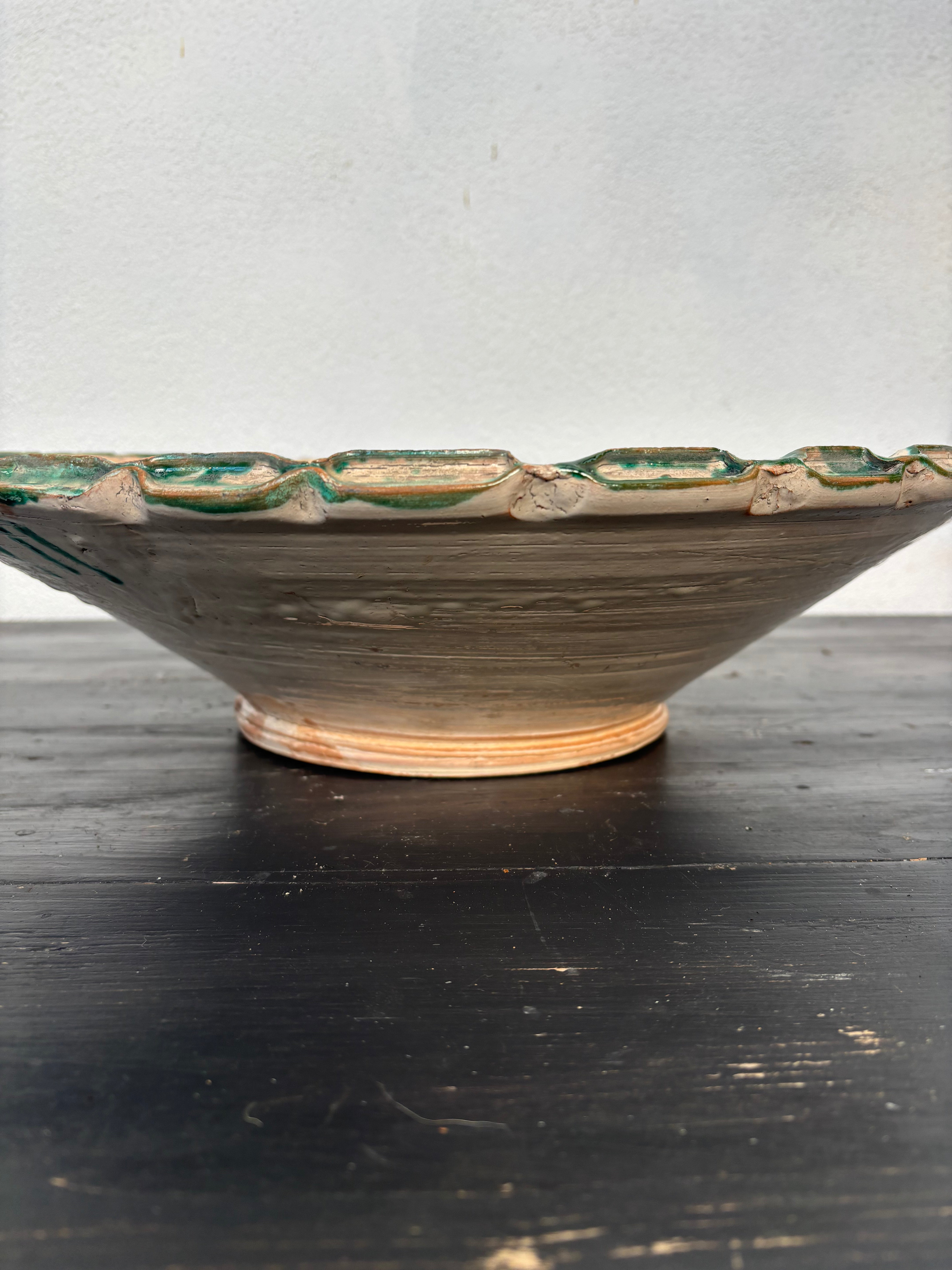 Italiensk fad m/ grøn kant, Ø44 cm.