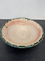 Italiensk fad m/grøn kant, Ø44 cm.