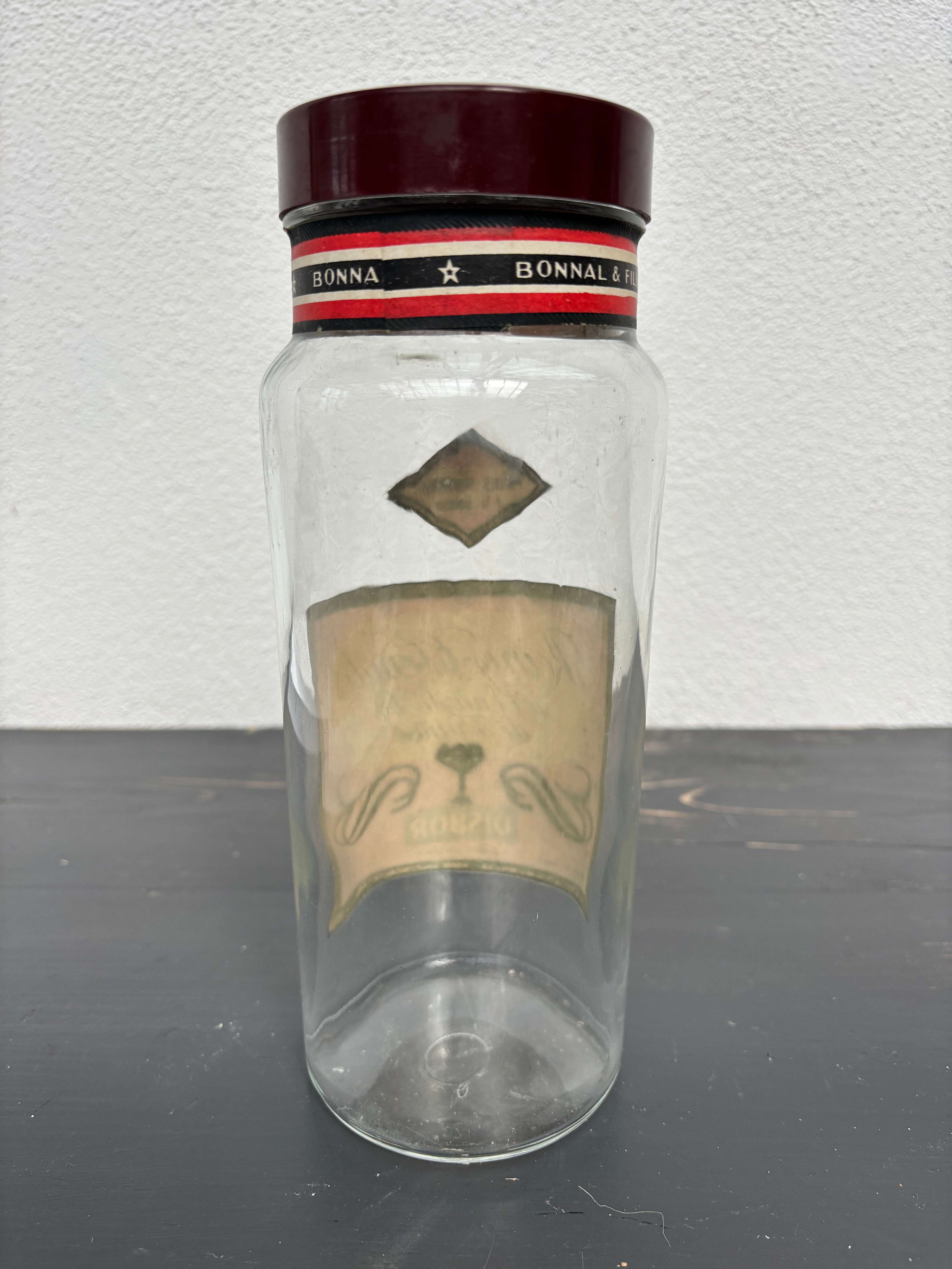 Fransk glas m. etiket