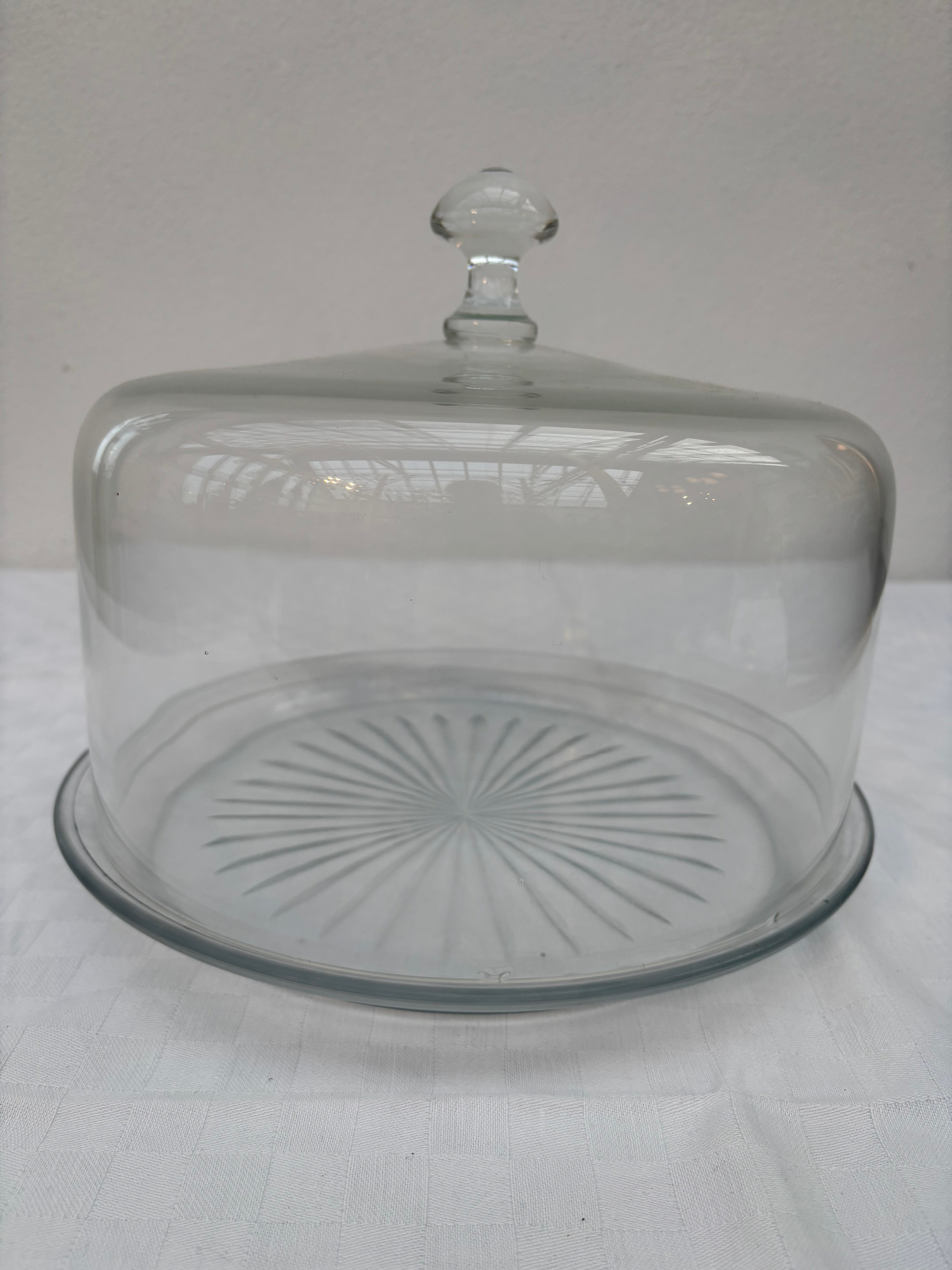 Stor glas klokke Ø28cm.