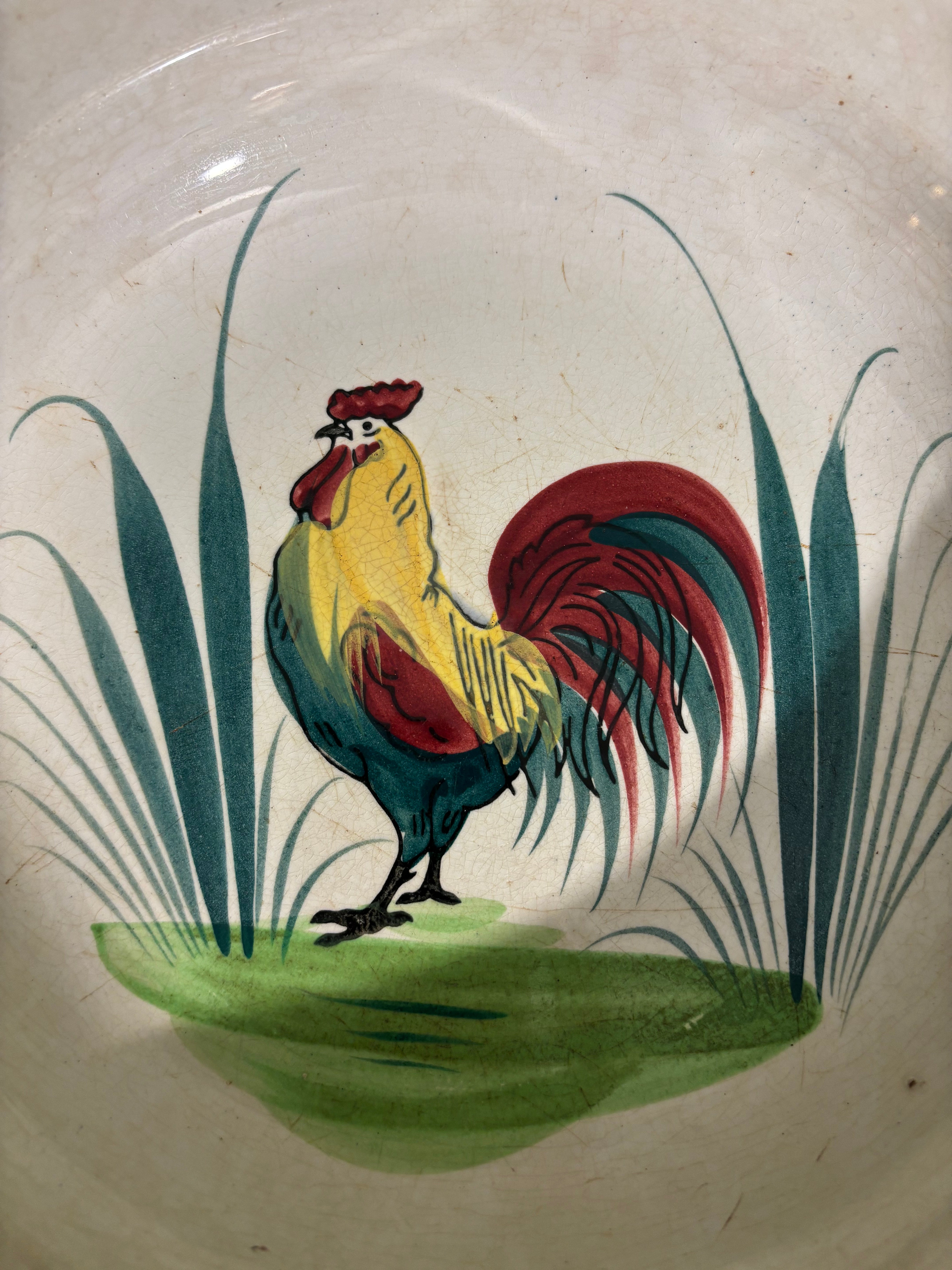 Tallerken/fad med hane, Ø27 cm.